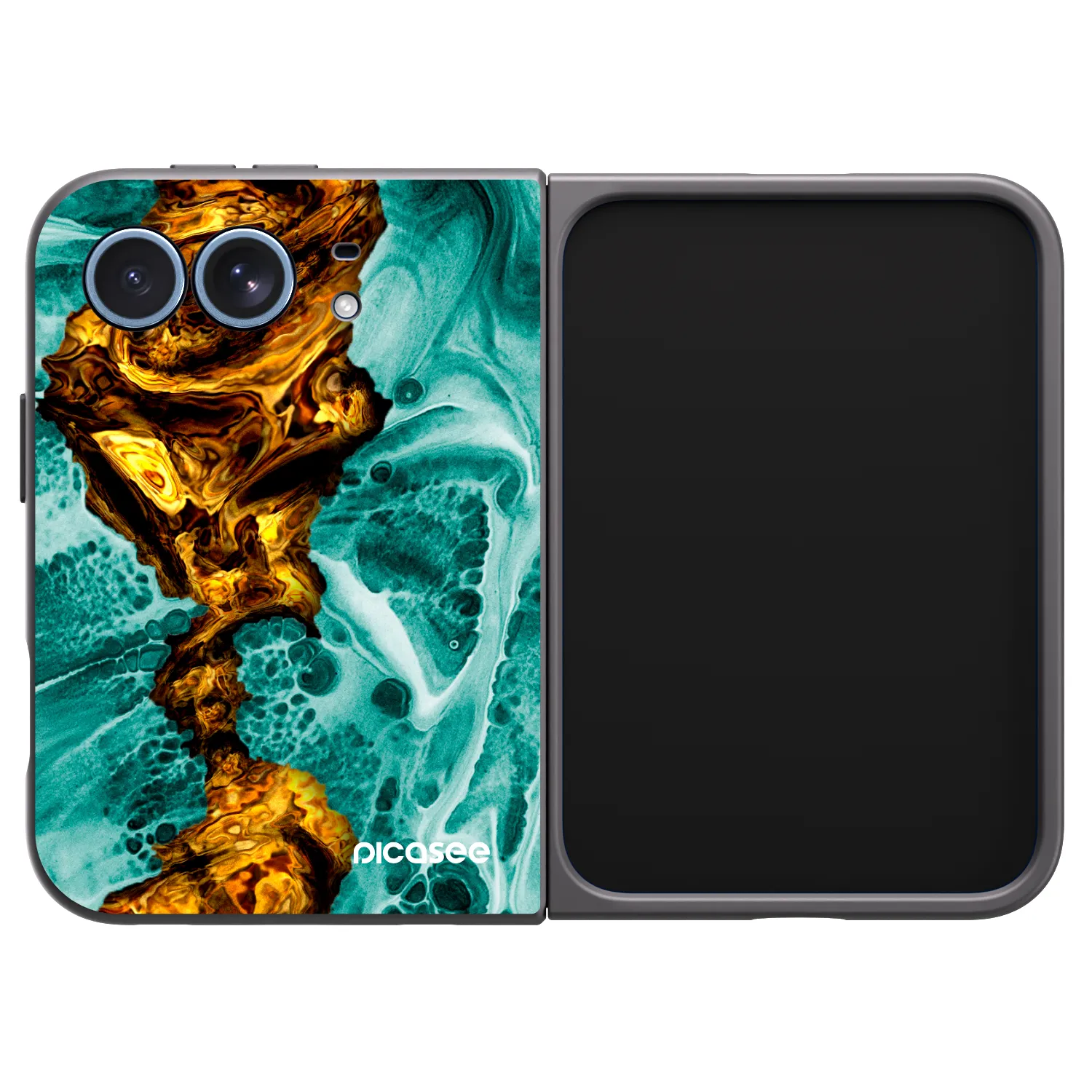 Picasee husă neagră din silicon pentru Apple iPhone Duo - Goldsky