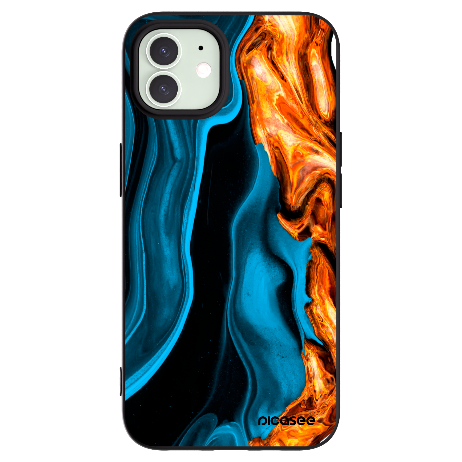 Picasee husă neagră din silicon pentru Apple iPhone 12 Pro - Gold blue