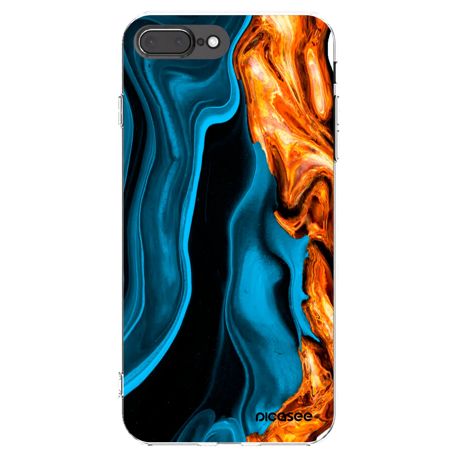 Picasee husă transparentă din silicon pentru Apple iPhone 7 Plus - Gold blue