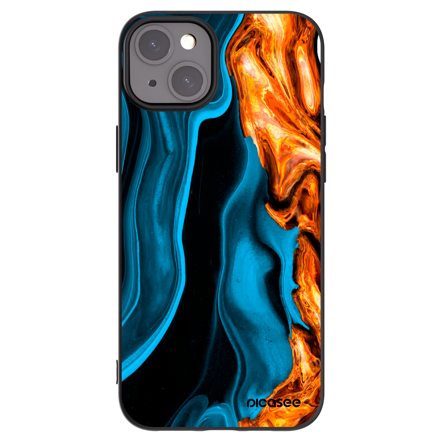 Picasee husă neagră din silicon pentru Apple iPhone 15 Plus - Gold blue