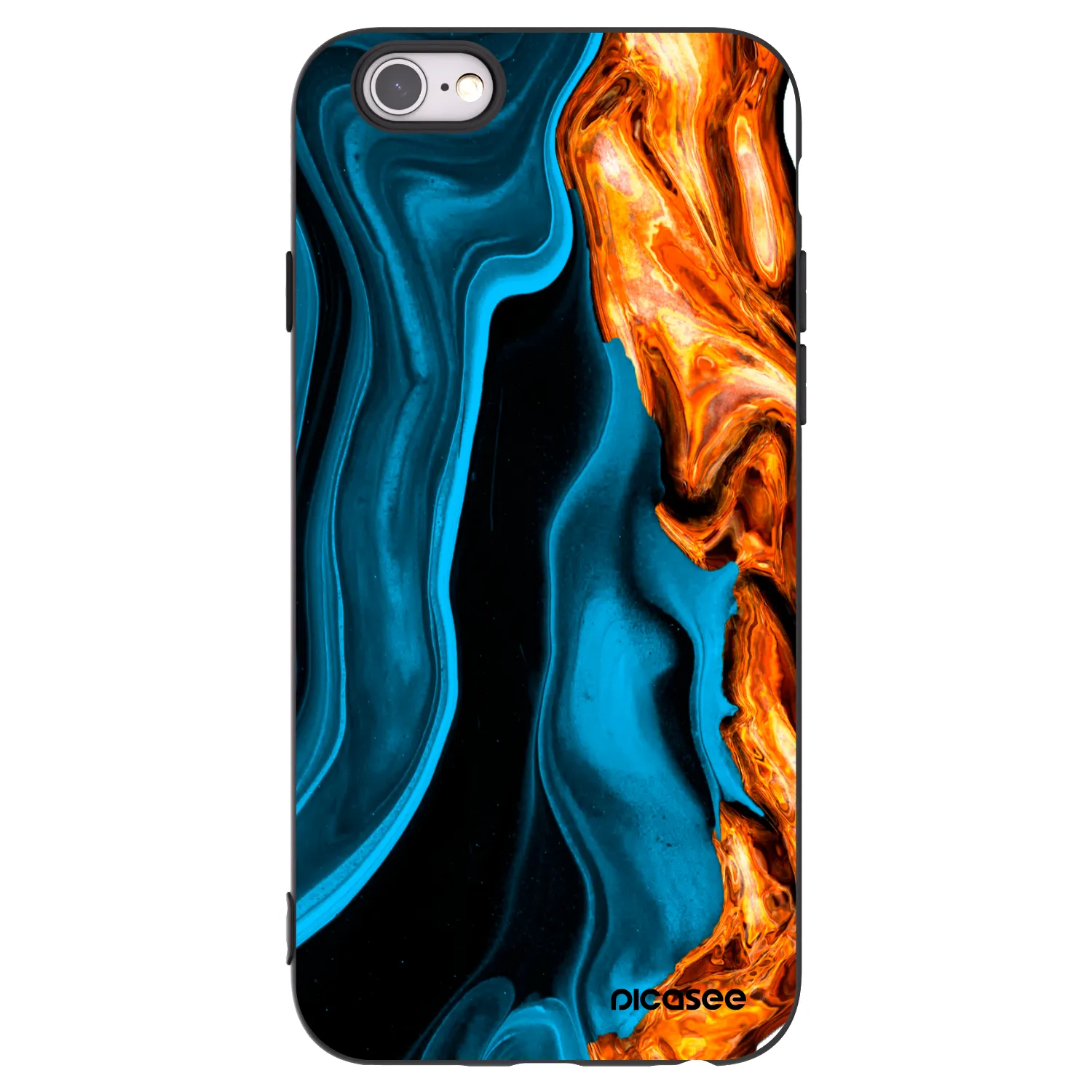 Picasee husă neagră din silicon pentru Apple iPhone 6/6S - Gold blue