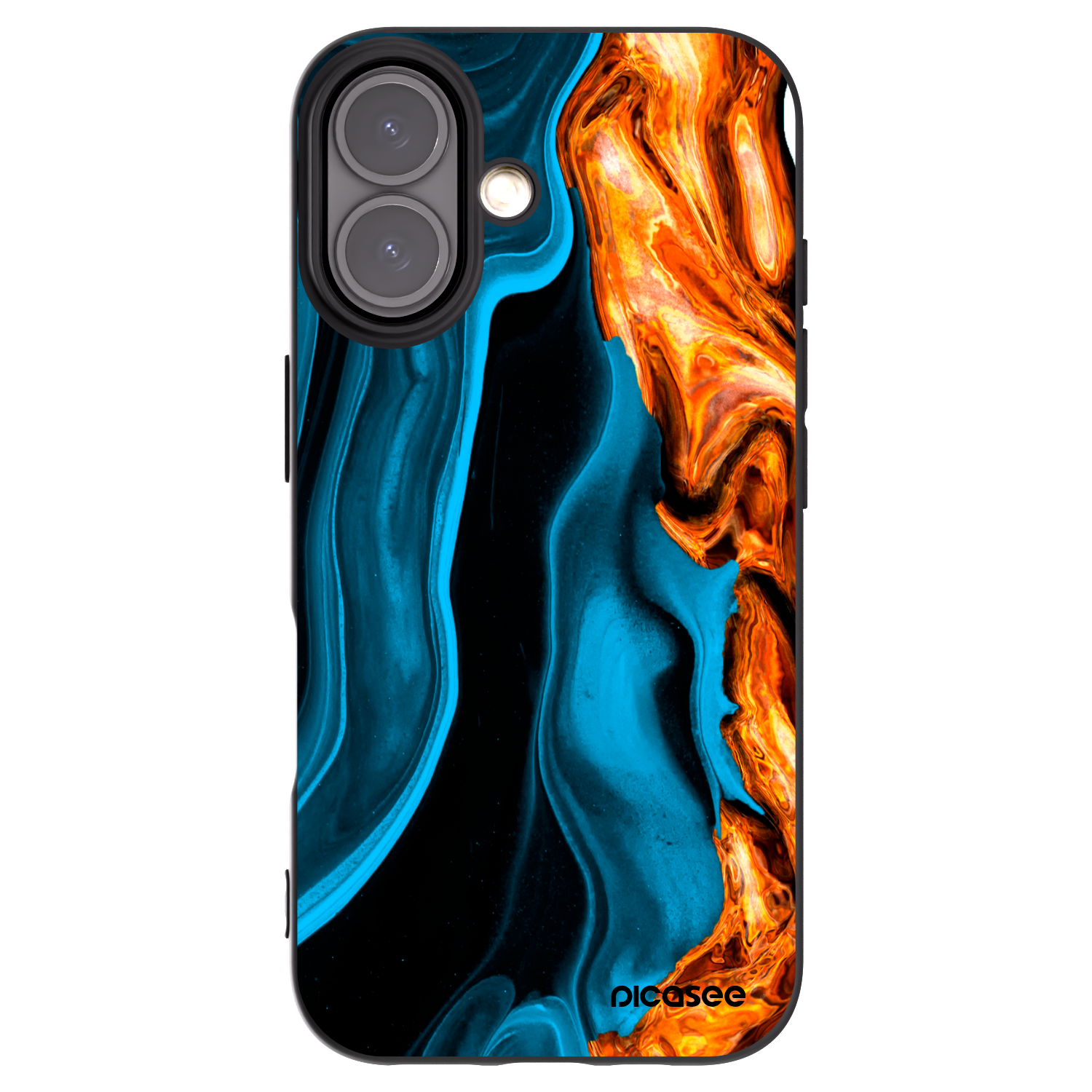 Picasee husă neagră din silicon pentru Apple iPhone 16 - Gold blue