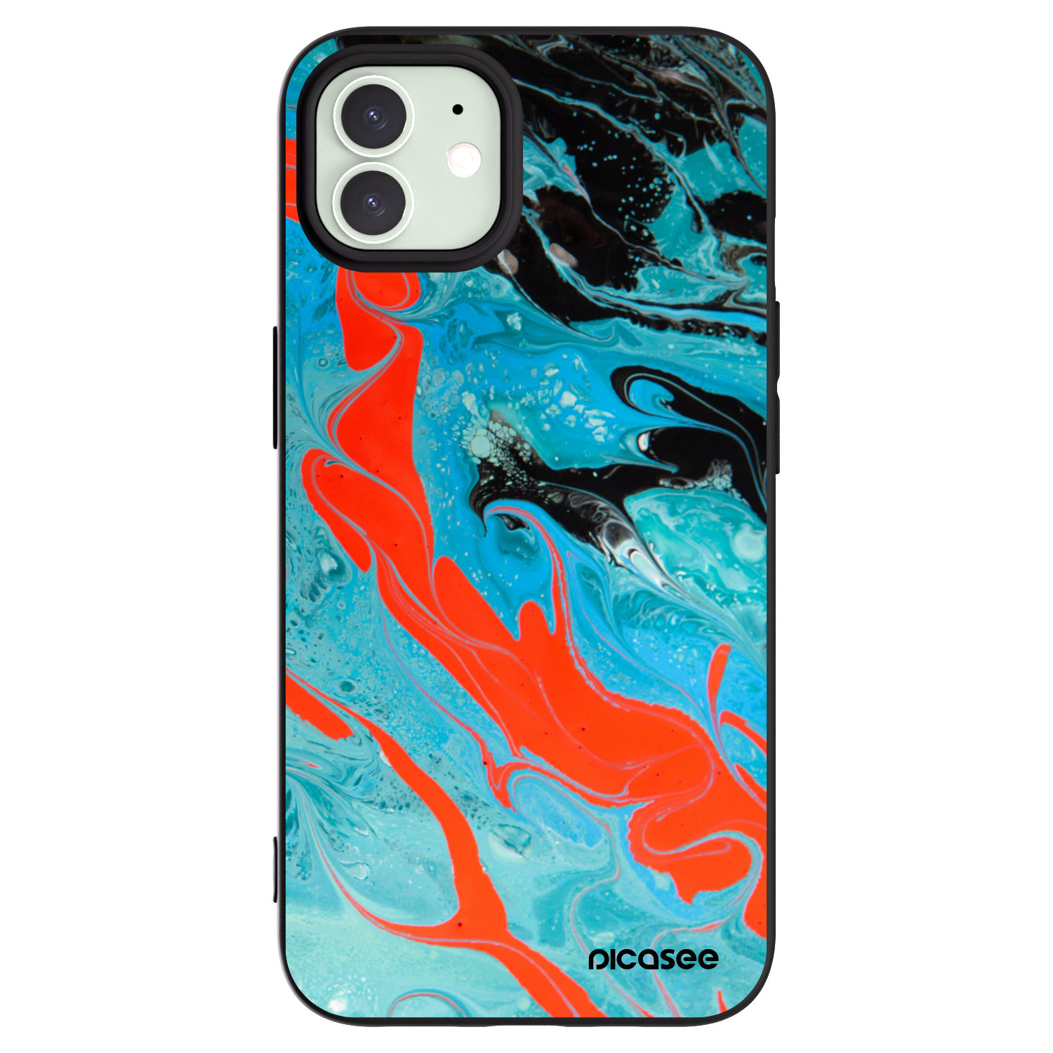 Picasee husă neagră din silicon pentru Apple iPhone 12 Pro - Blue Magma