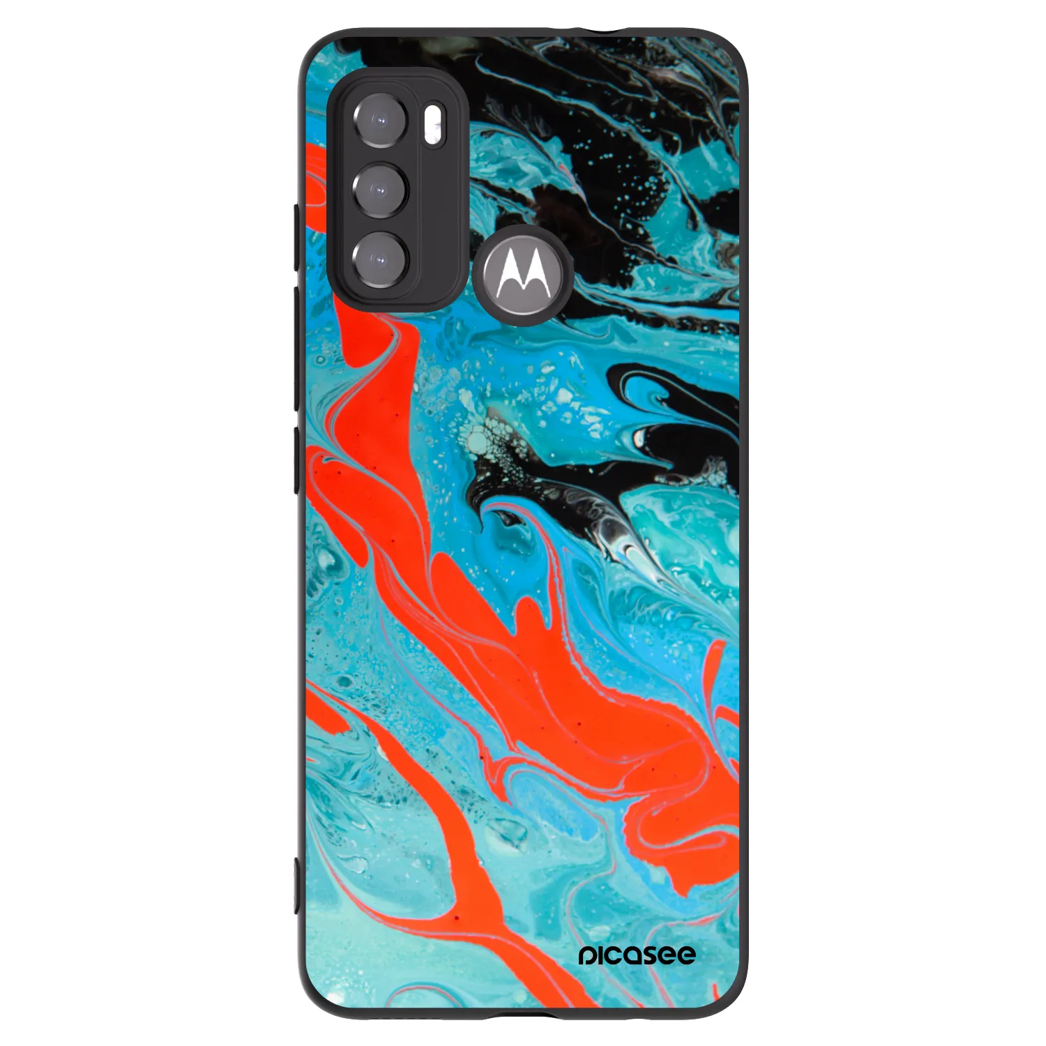 Picasee husă neagră din silicon pentru Motorola Moto G60 - Blue Magma