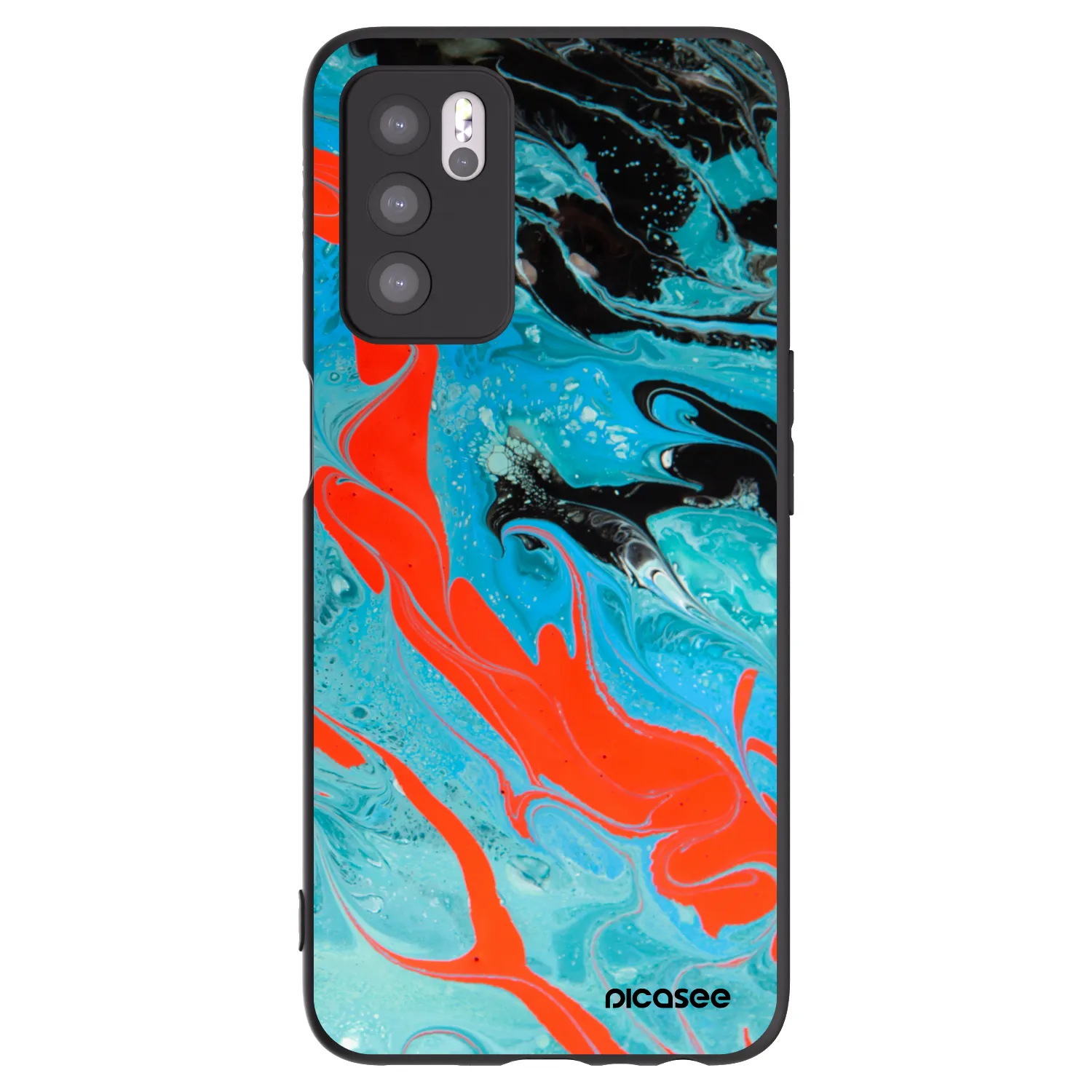 Picasee husă neagră din silicon pentru OPPO A16s - Blue Magma