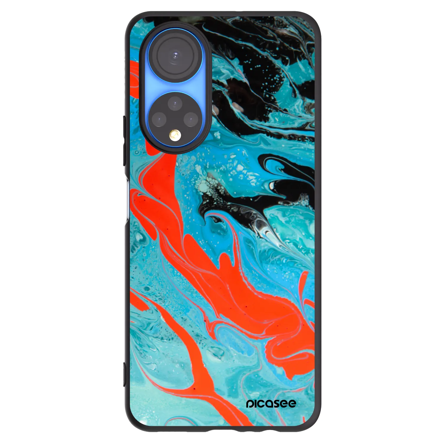 Picasee husă neagră din silicon pentru Honor X7 - Blue Magma