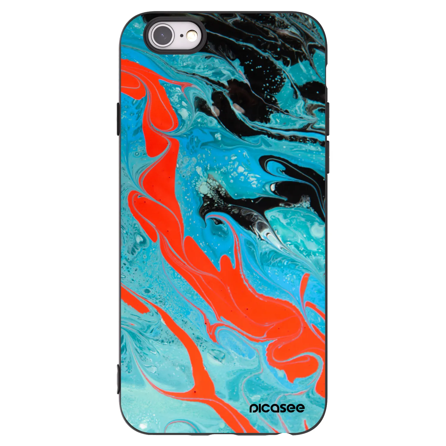 Picasee husă neagră din silicon pentru Apple iPhone 6/6S - Blue Magma