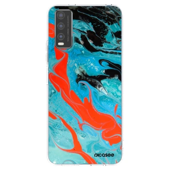 Picasee husă transparentă din silicon pentru Vivo Y20s - Blue Magma