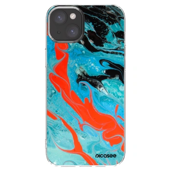 Picasee husă transparentă din silicon pentru Apple iPhone 15 Plus - Blue Magma