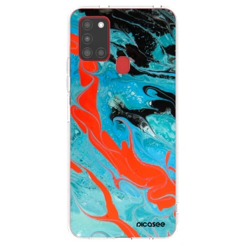 Picasee husă transparentă din silicon pentru Samsung Galaxy A21s - Blue Magma