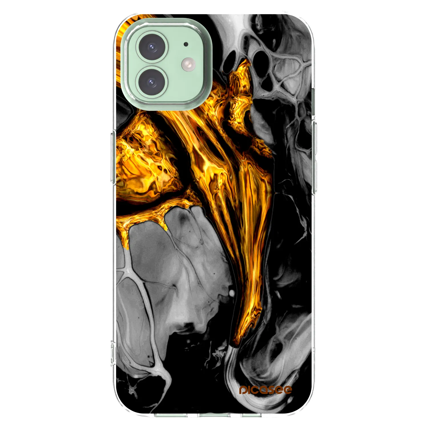 Picasee husă transparentă din silicon pentru Apple iPhone 12 Pro - Black Gold