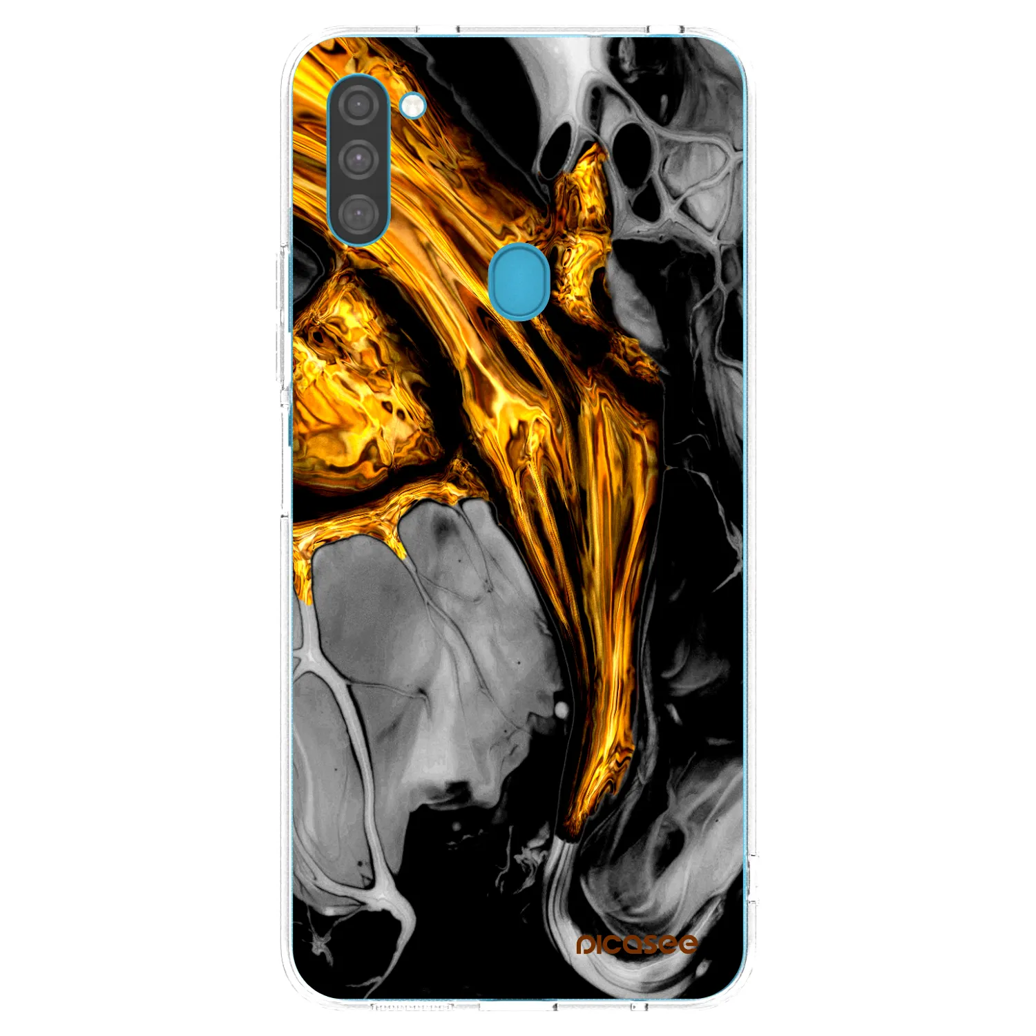 Picasee husă transparentă din silicon pentru Samsung Galaxy M11 - Black Gold