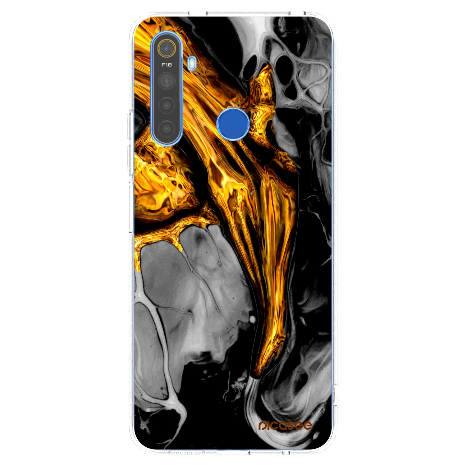 Picasee husă transparentă din silicon pentru Realme 5 - Black Gold