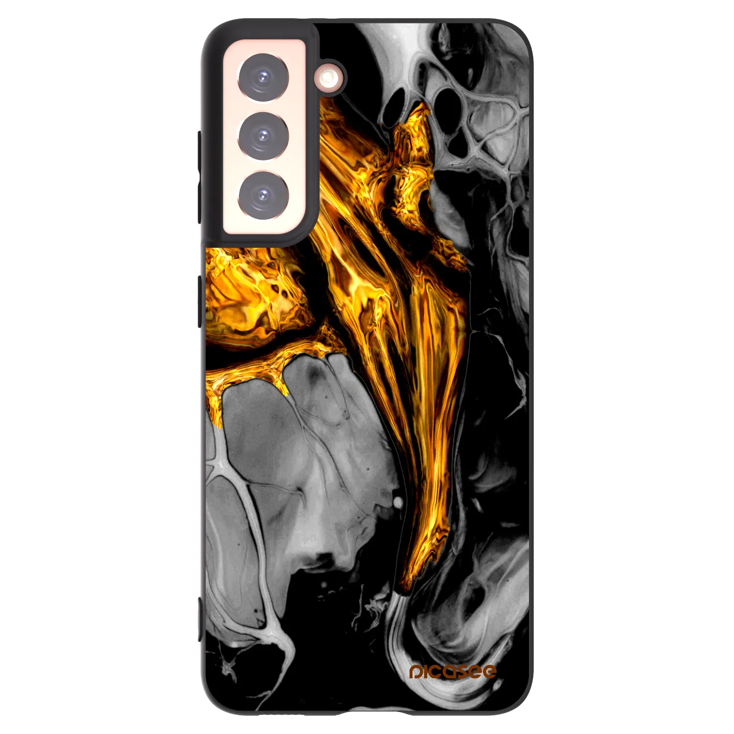 Picasee husă neagră din silicon pentru Samsung Galaxy S21 5G G991B - Black Gold