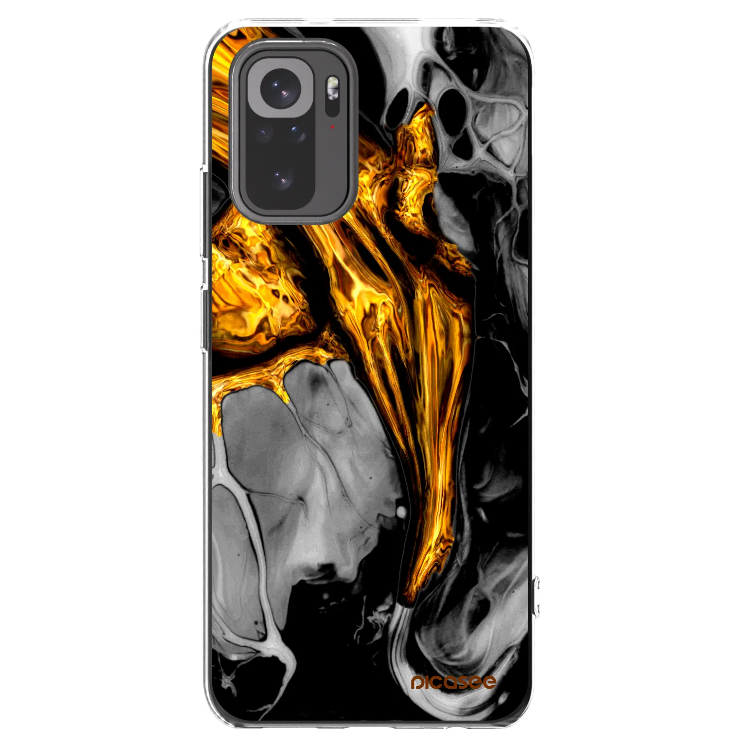 Picasee husă transparentă din silicon pentru Xiaomi Redmi Note 10 - Black Gold