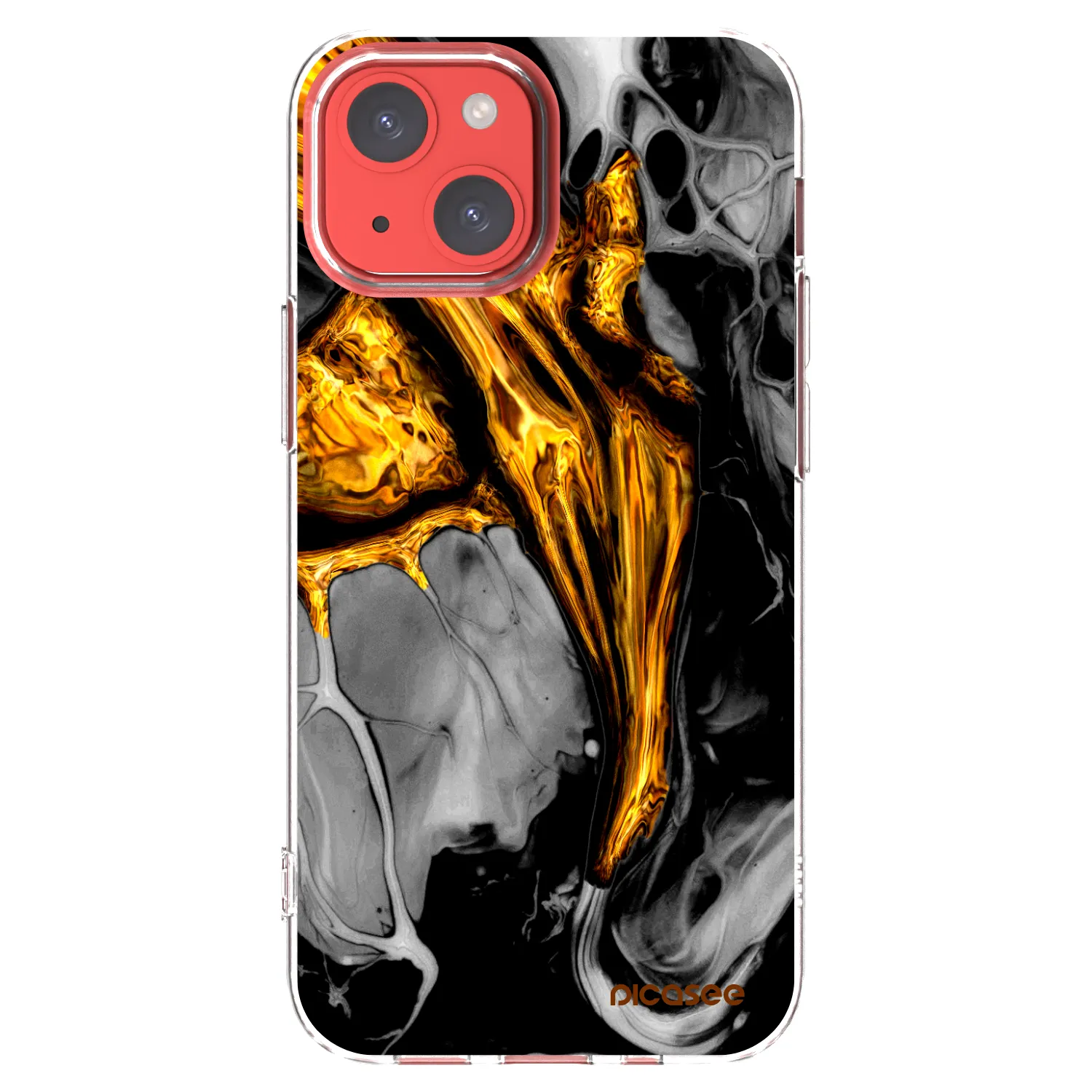 Picasee husă transparentă din silicon pentru Apple iPhone 13 mini - Black Gold