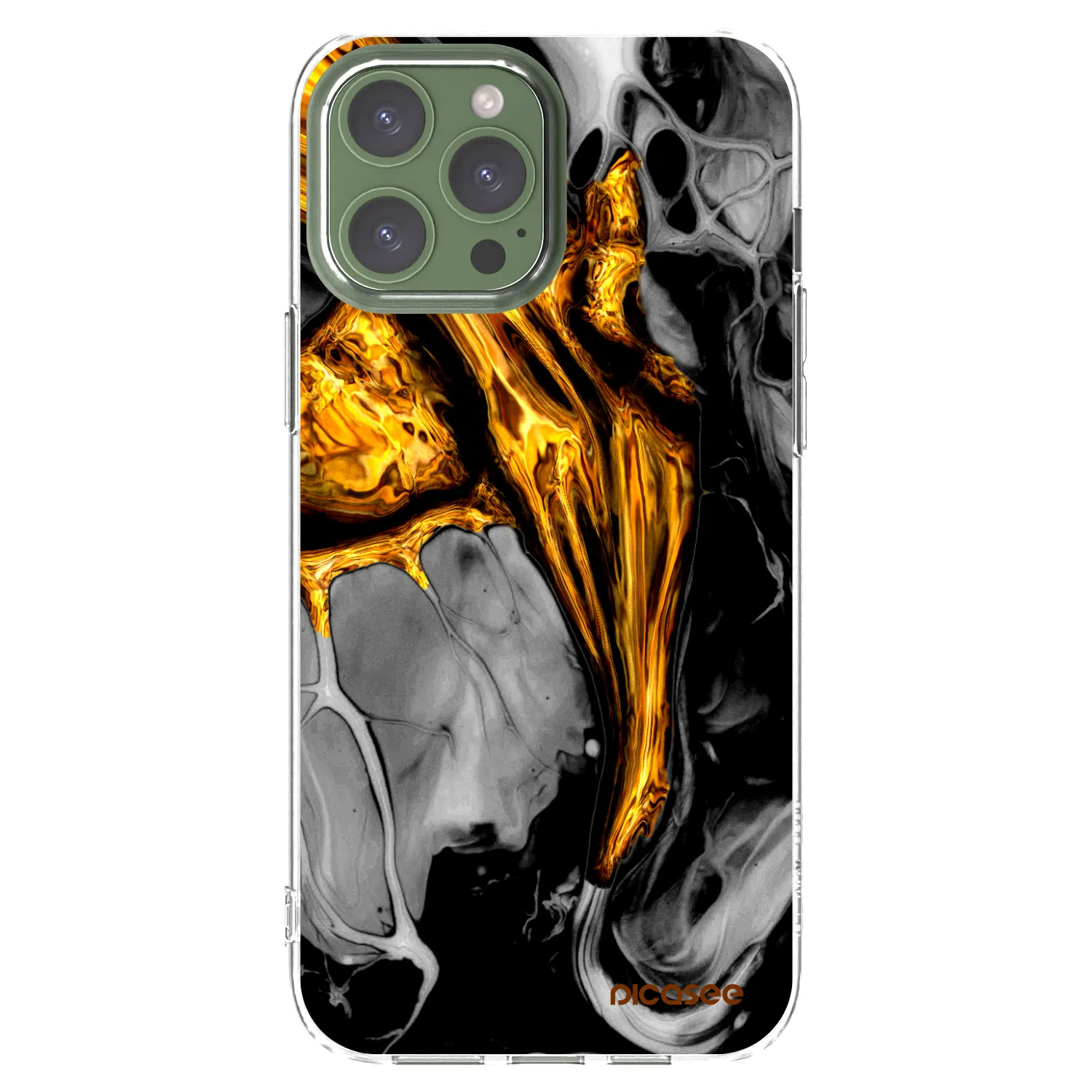 Picasee husă transparentă din silicon pentru Apple iPhone 13 Pro Max - Black Gold