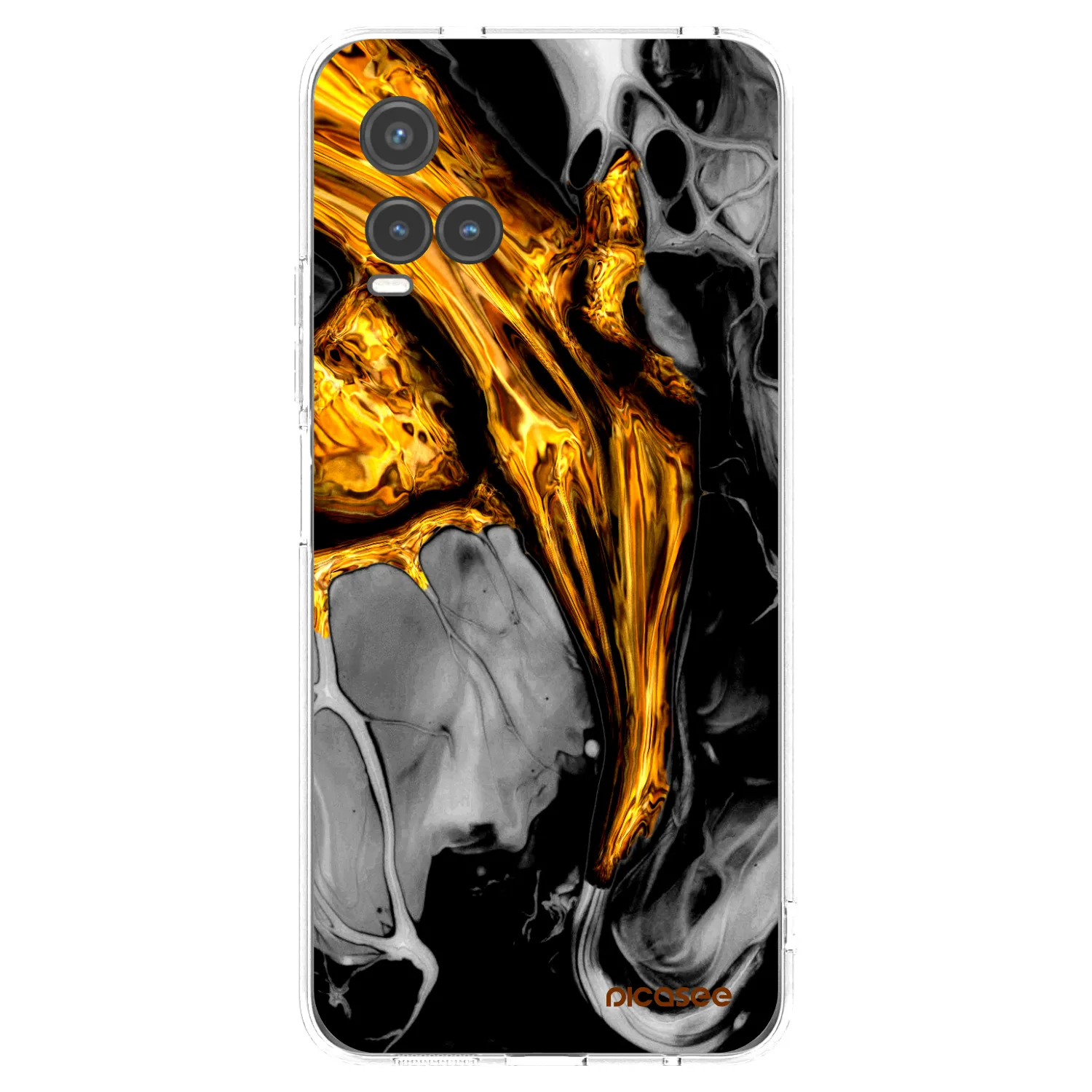 Picasee husă transparentă din silicon pentru Vivo Y33s - Black Gold