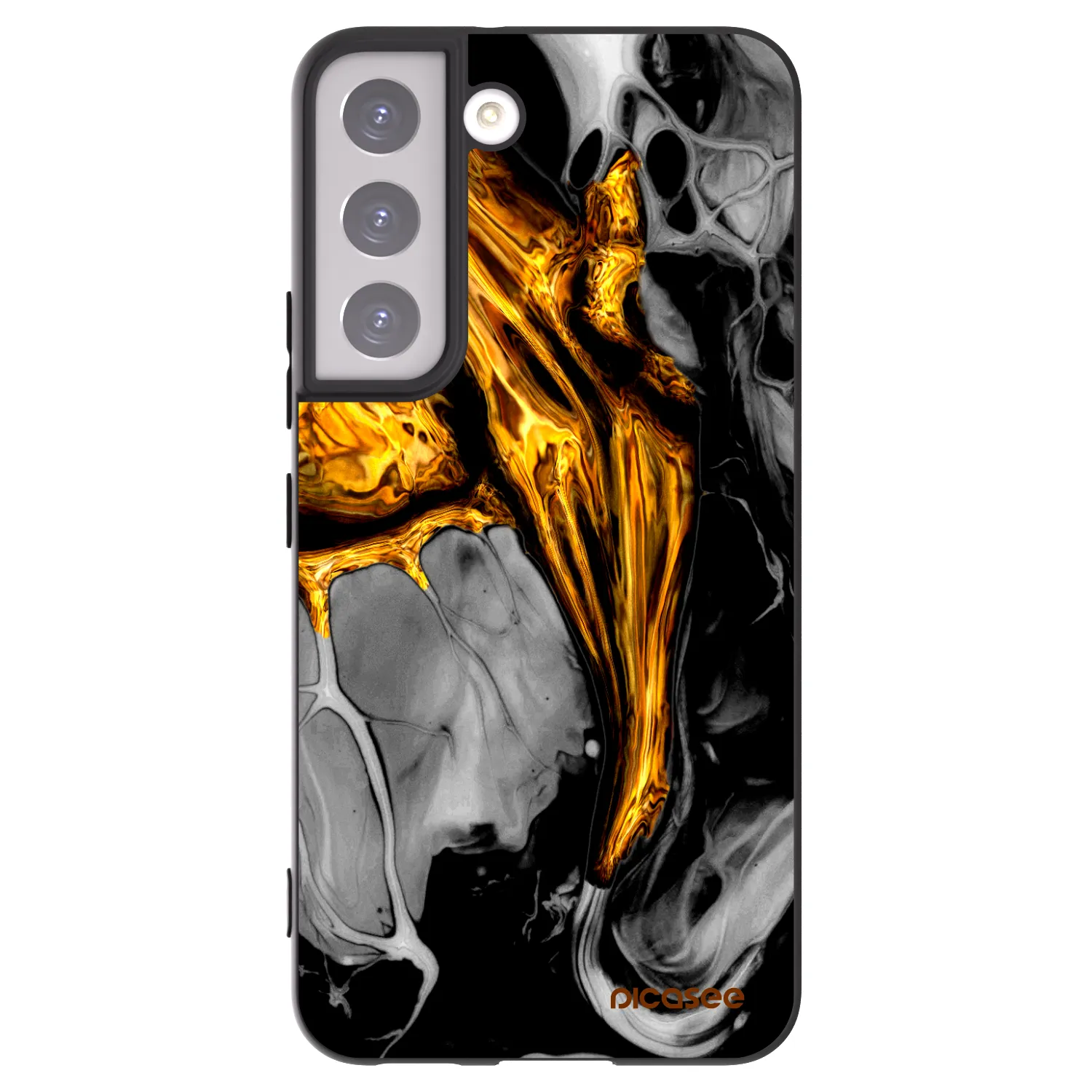Picasee husă neagră din silicon pentru Samsung Galaxy S22 5G - Black Gold