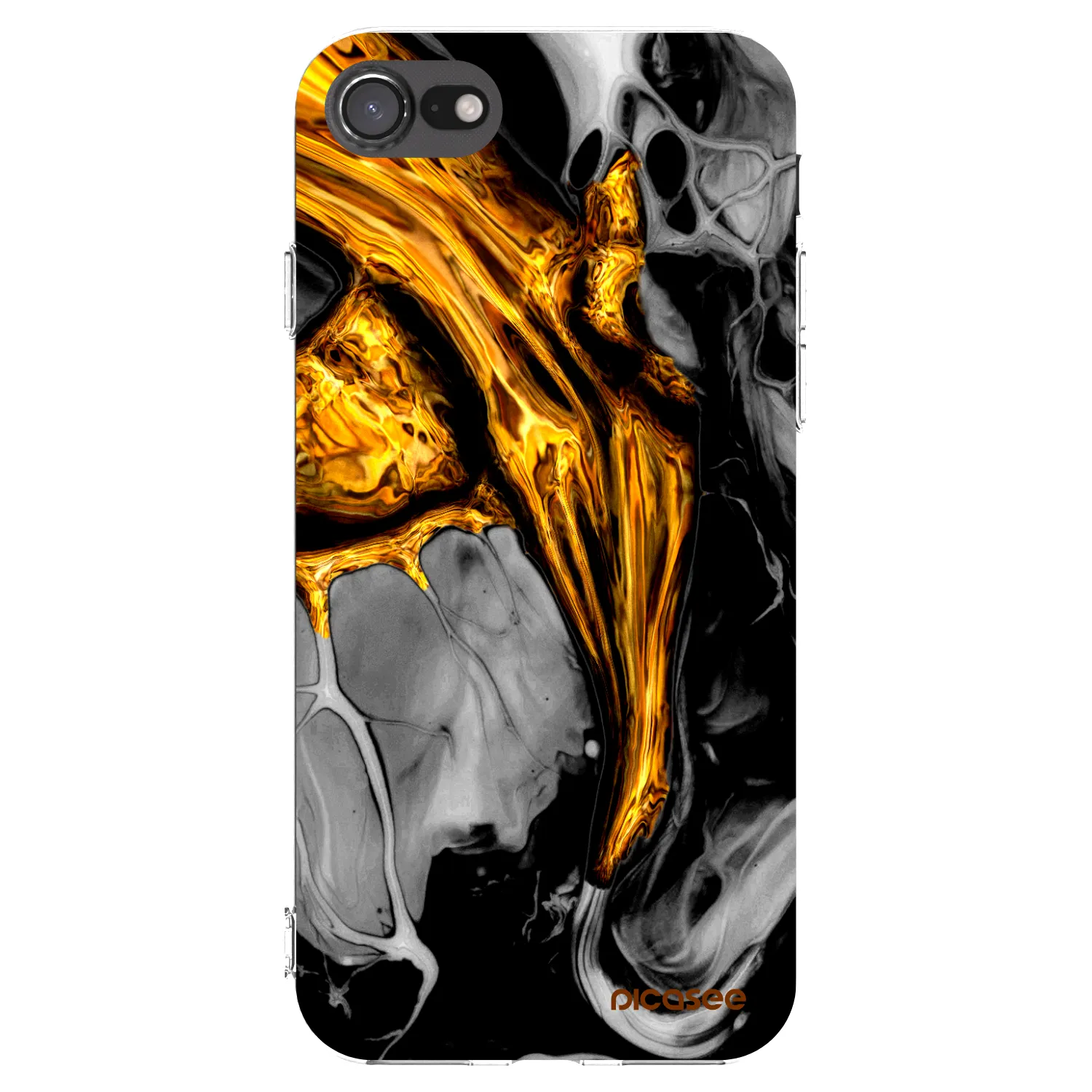 Picasee husă transparentă din silicon pentru Apple iPhone SE 2022 - Black Gold