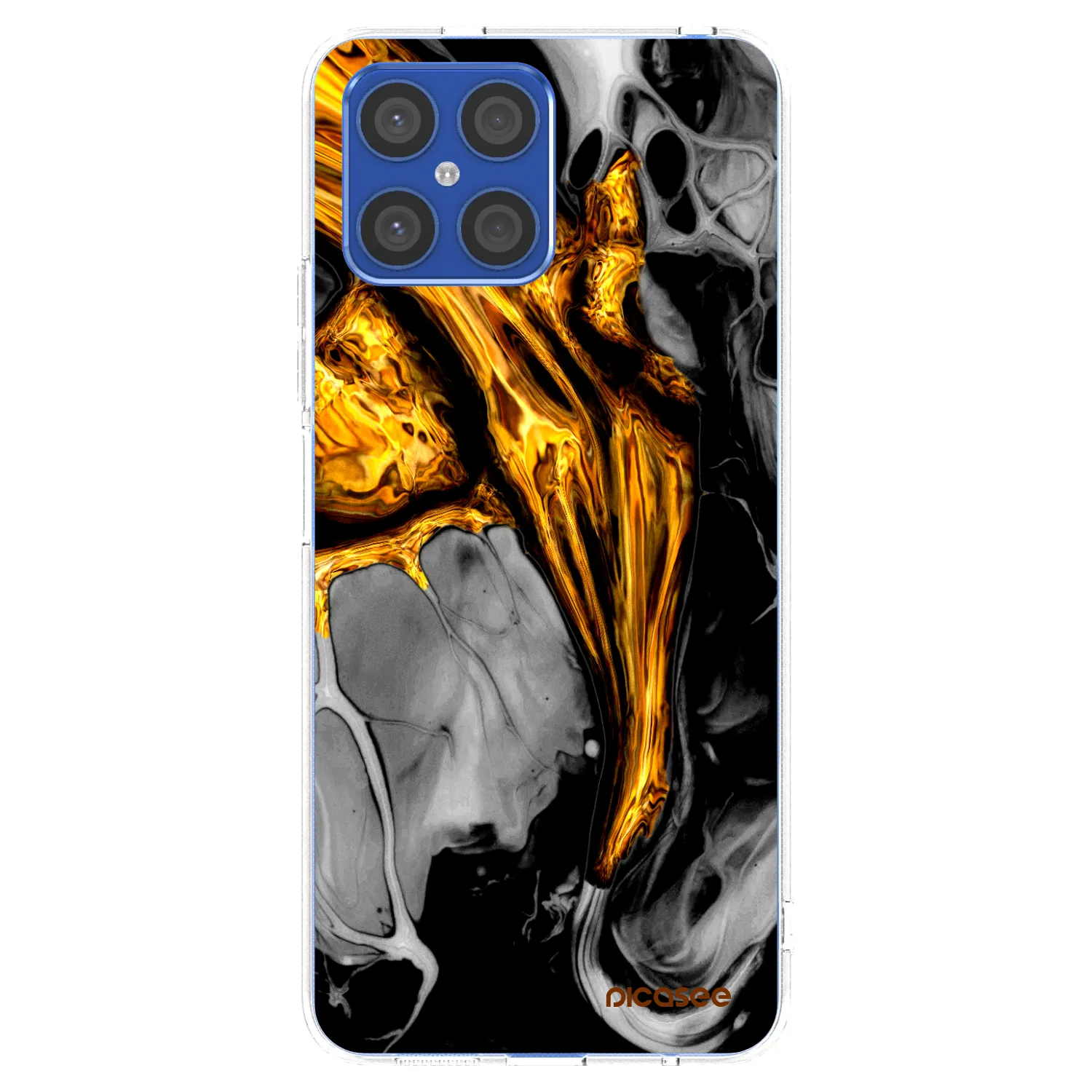 Picasee husă transparentă din silicon pentru Honor X8 4G - Black Gold