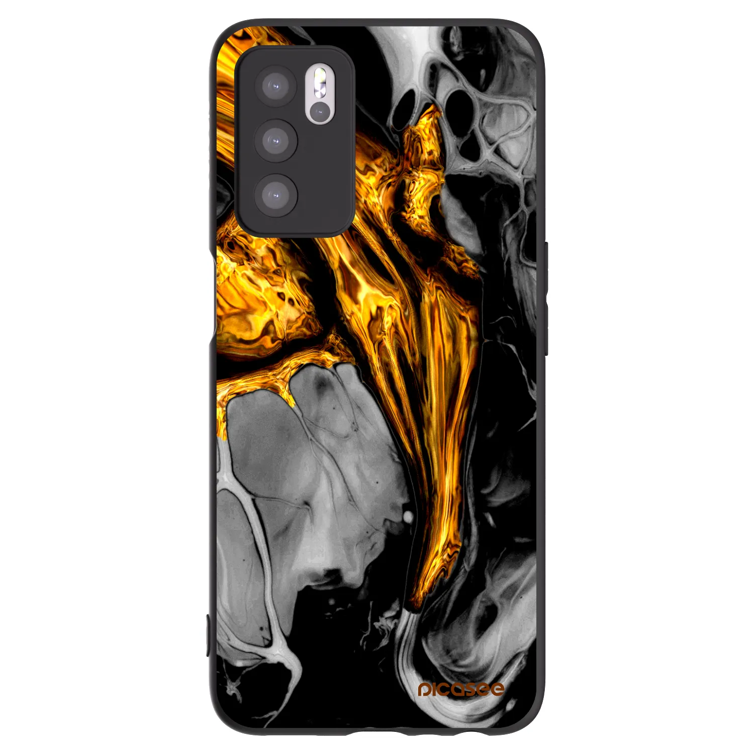 Picasee husă neagră din silicon pentru OPPO A16s - Black Gold