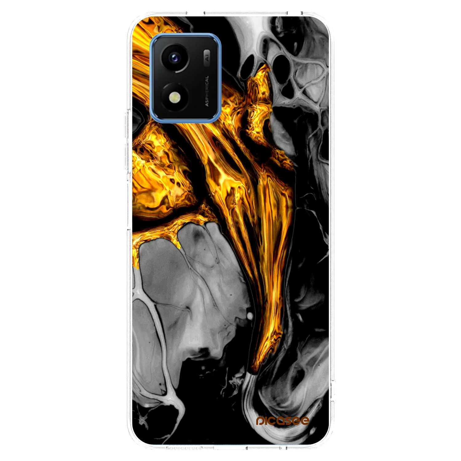 Picasee husă transparentă din silicon pentru Vivo Y01 - Black Gold