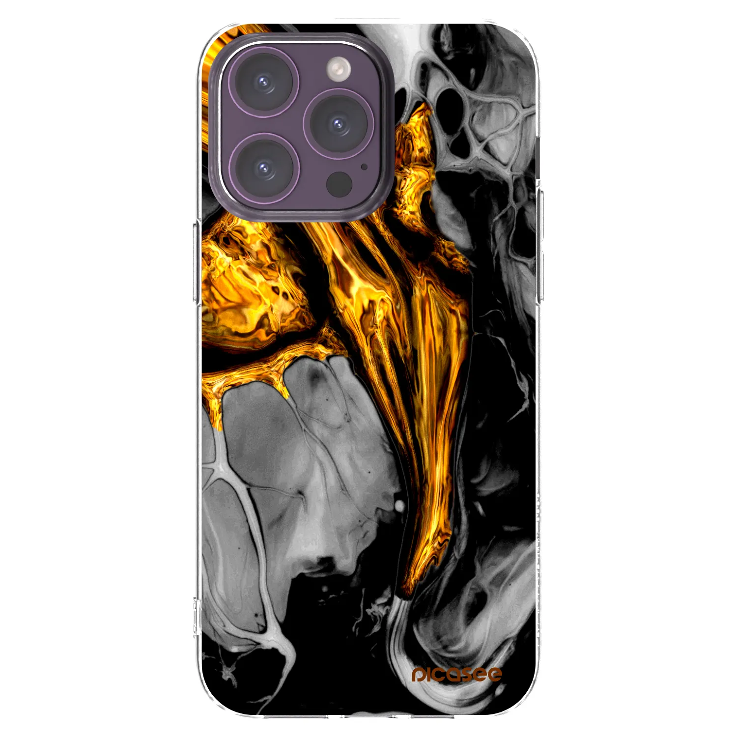 Picasee husă transparentă din silicon pentru Apple iPhone 14 Pro Max - Black Gold