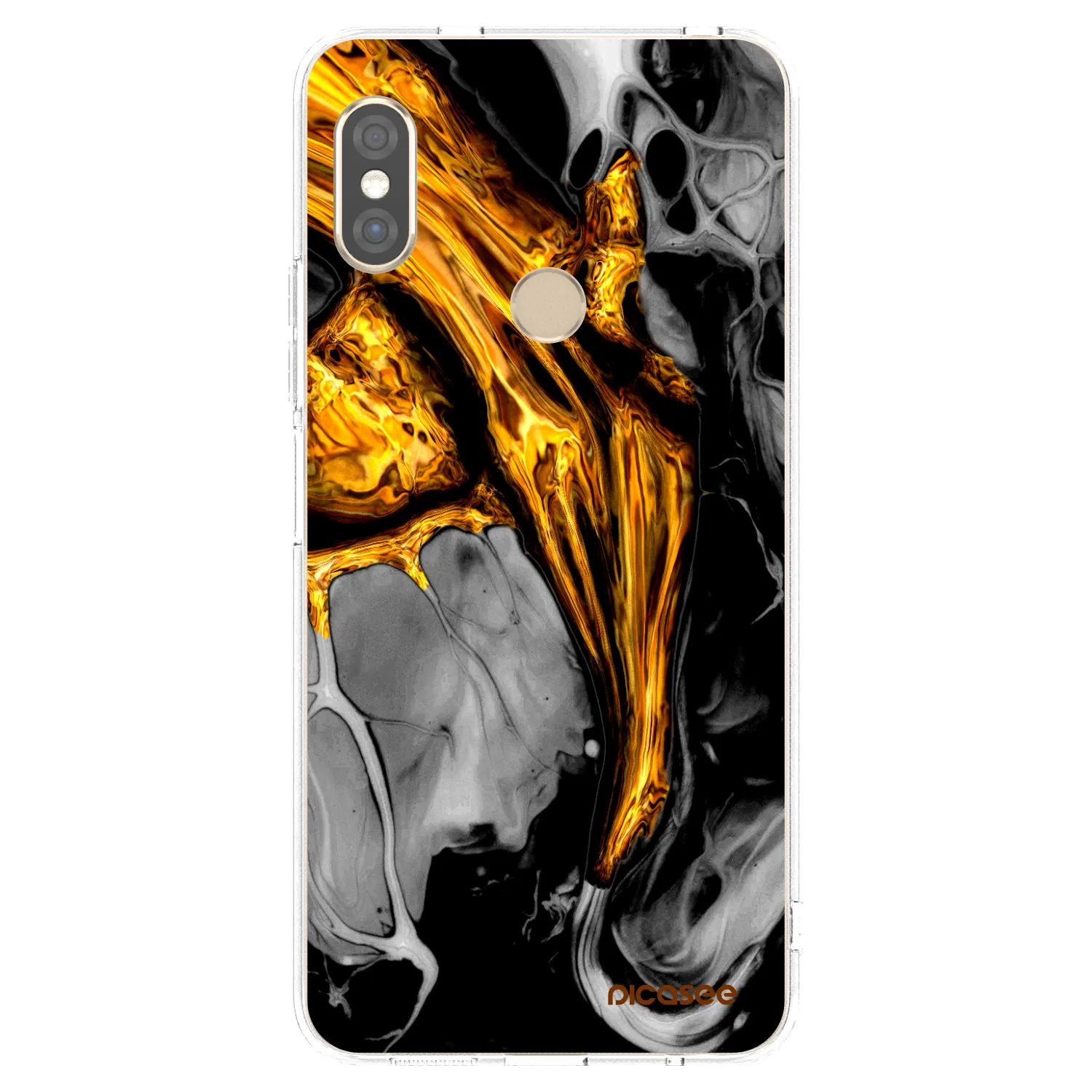 Picasee husă transparentă din silicon pentru Xiaomi Redmi Note 5 Global - Black Gold