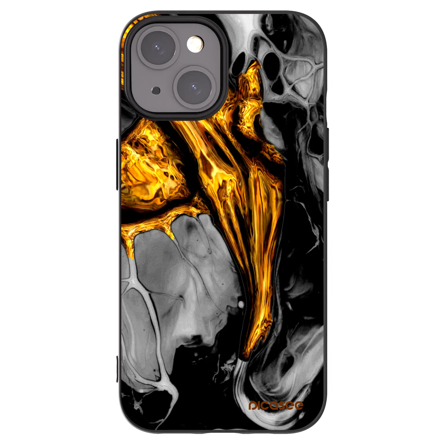 Picasee husă neagră din silicon pentru Apple iPhone 15 - Black Gold
