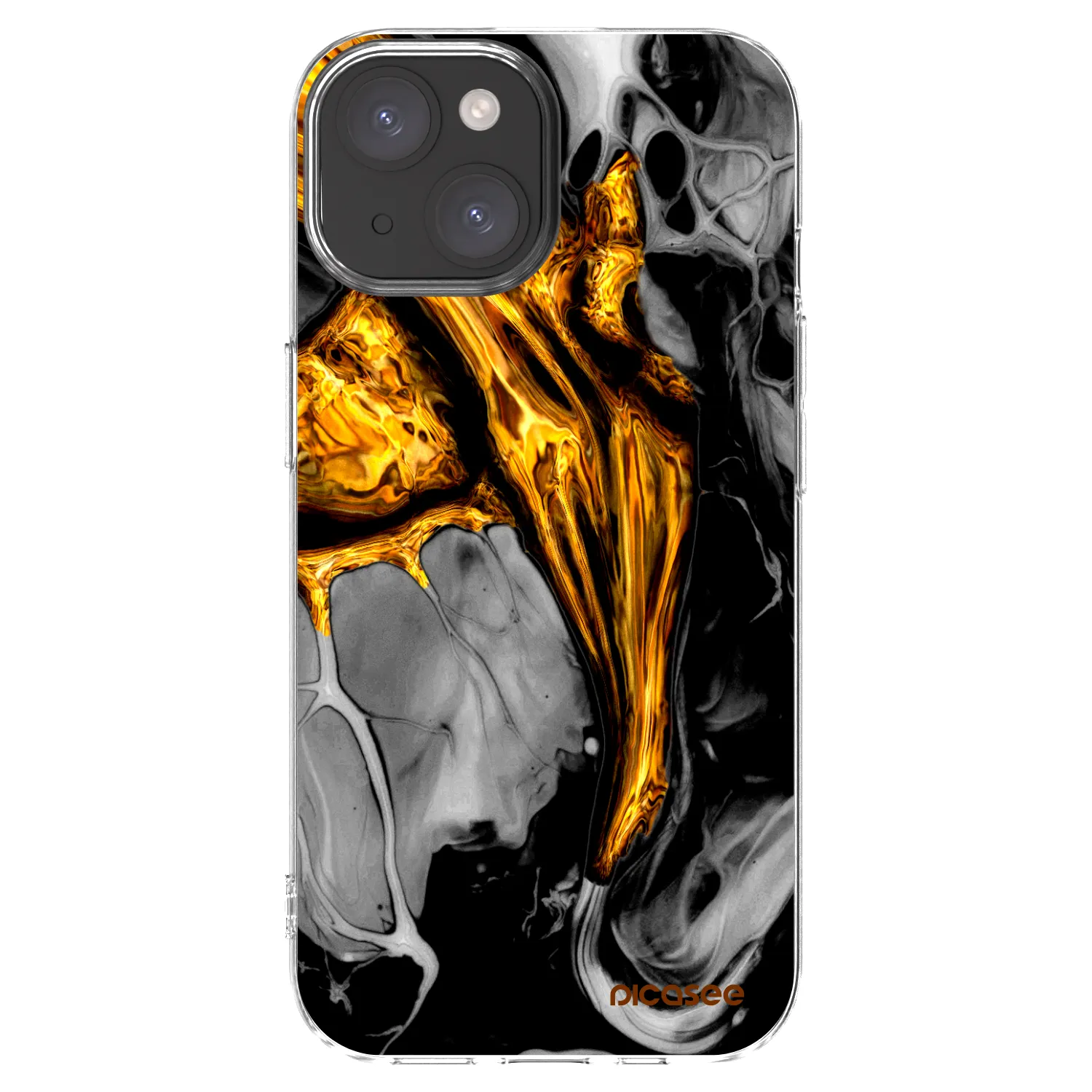 Picasee husă transparentă din silicon pentru Apple iPhone 15 - Black Gold