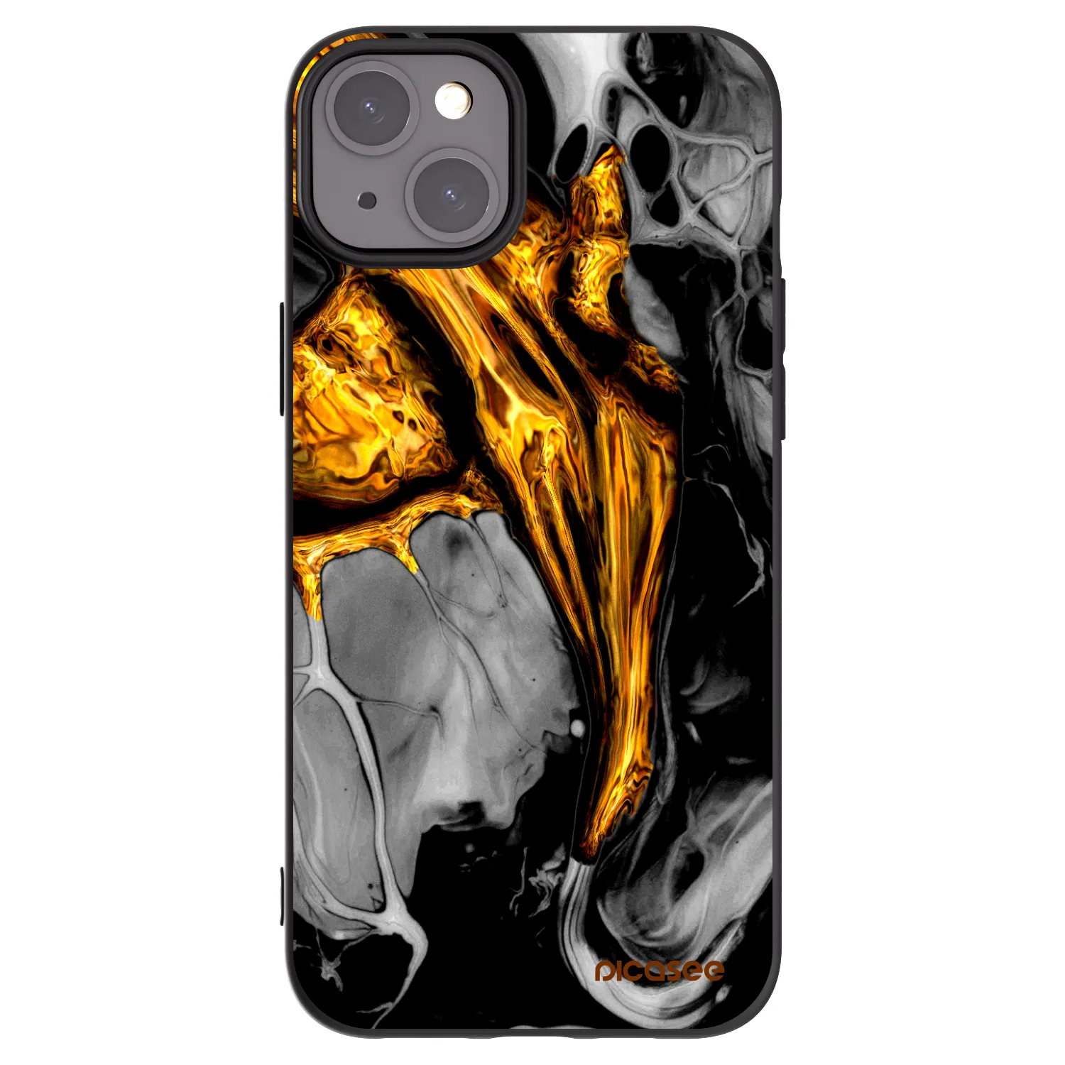 Picasee husă neagră din silicon pentru Apple iPhone 15 Plus - Black Gold