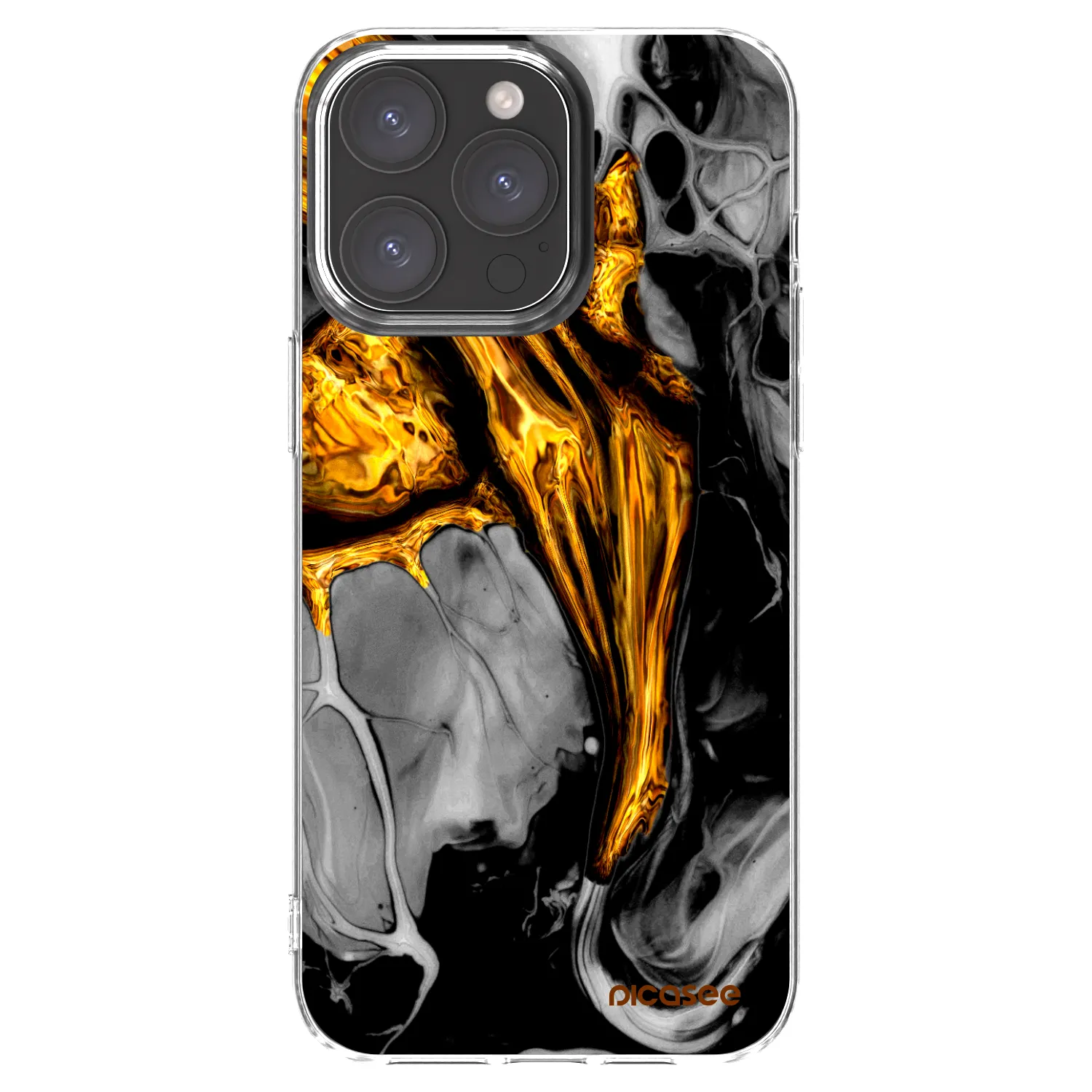Picasee husă transparentă din silicon pentru Apple iPhone 15 Pro Max - Black Gold