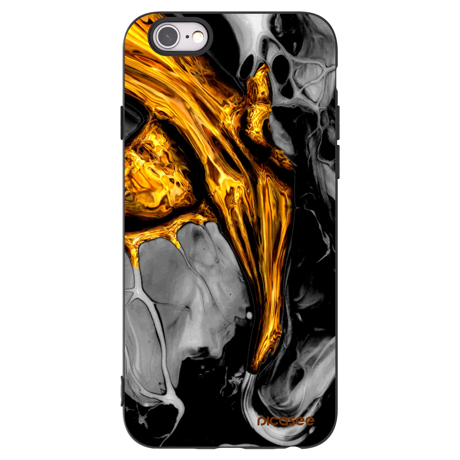 Picasee husă neagră din silicon pentru Apple iPhone 6/6S - Black Gold