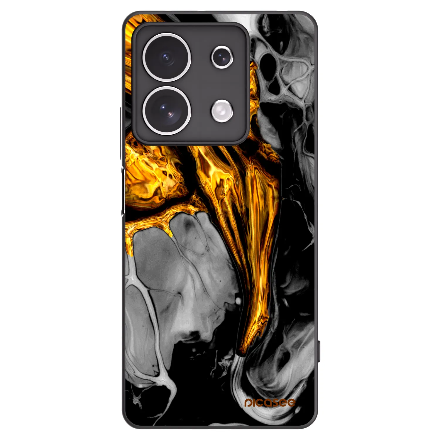 Picasee husă neagră din silicon pentru Xiaomi Redmi Note 13 4G - Black Gold