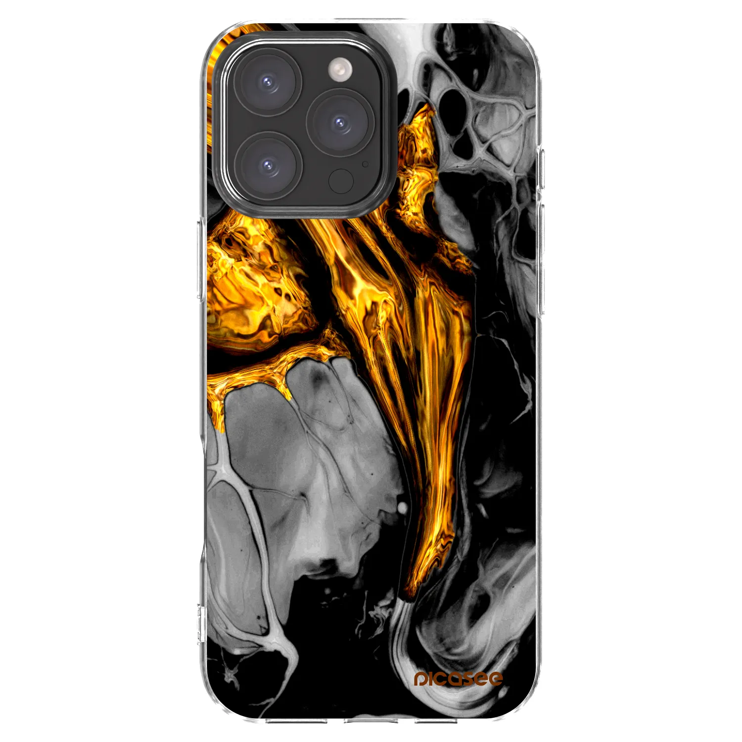 Picasee husă transparentă din silicon pentru Apple iPhone 16 Pro Max - Black Gold
