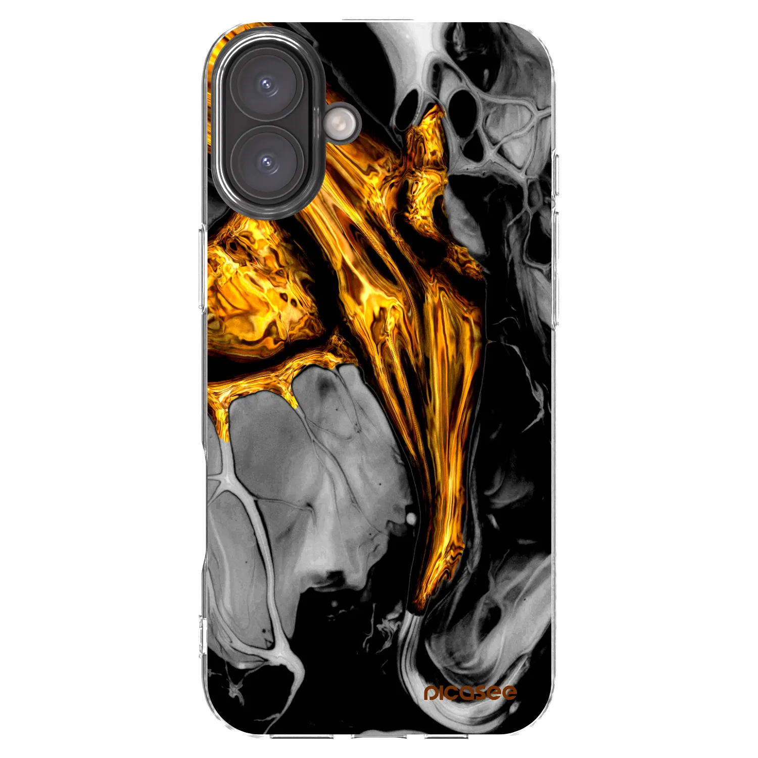 Picasee husă transparentă din silicon pentru Apple iPhone 16 Plus - Black Gold