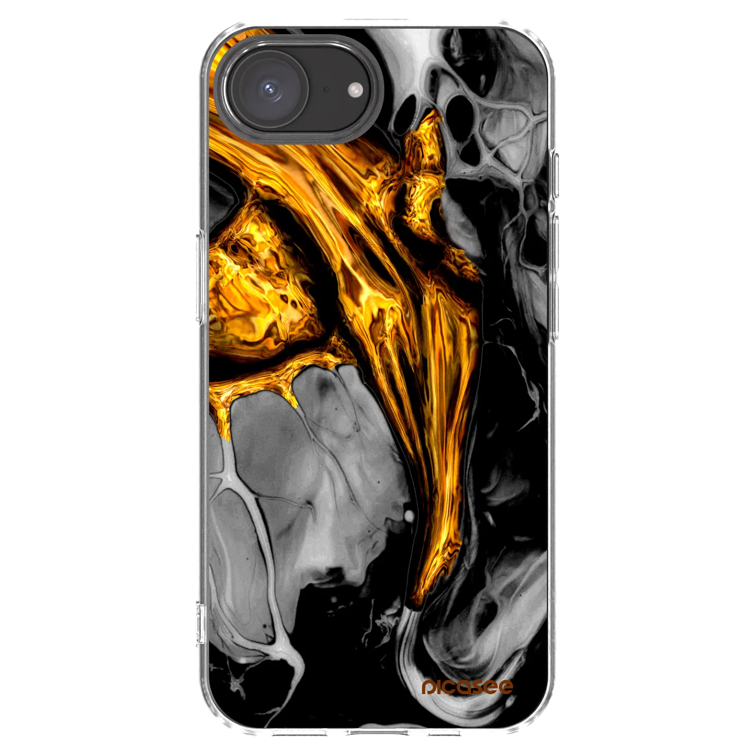 Picasee husă transparentă din silicon pentru Apple iPhone 16e - Black Gold