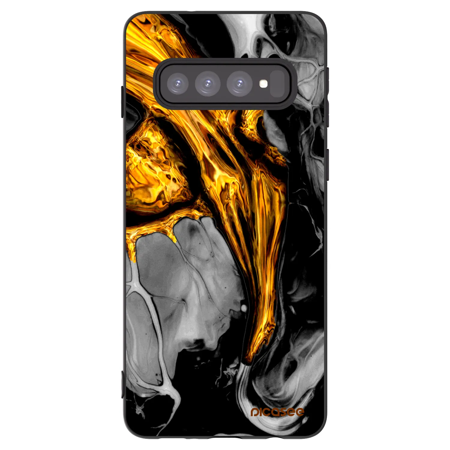 Picasee husă neagră din silicon pentru Samsung Galaxy S10 G973 - Black Gold