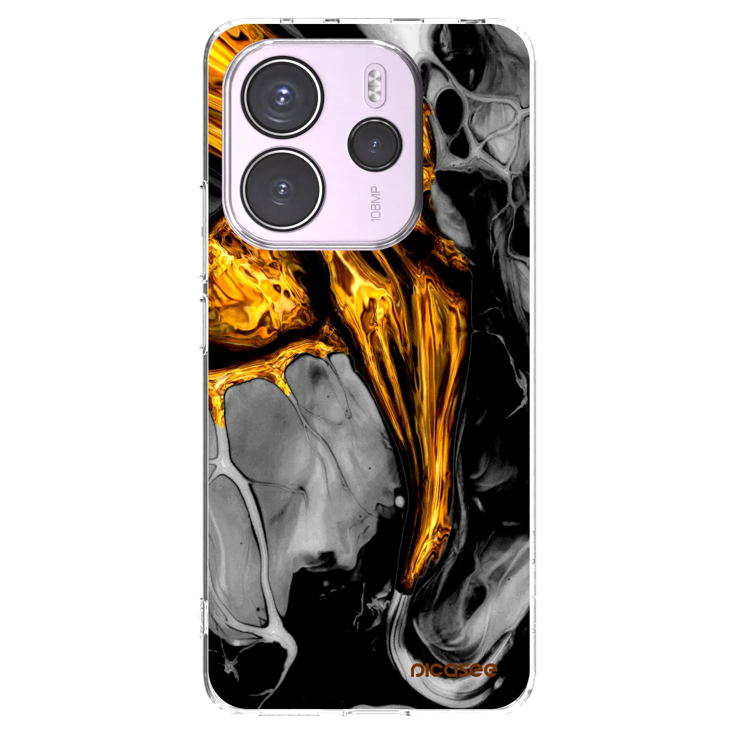 Picasee husă transparentă din silicon pentru Xiaomi Redmi Note 14 4G - Black Gold