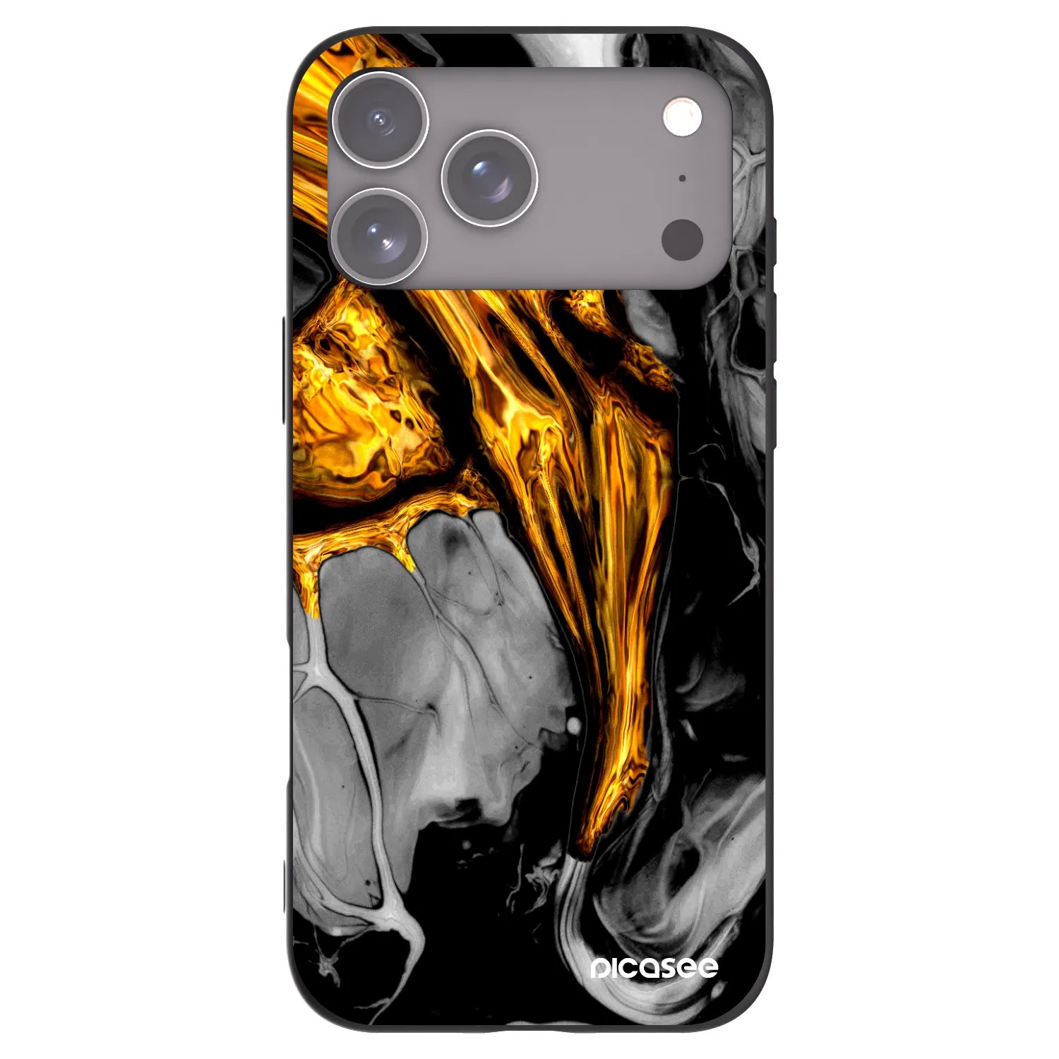 Picasee husă neagră din silicon pentru Apple iPhone 17 Pro Max - Black Gold