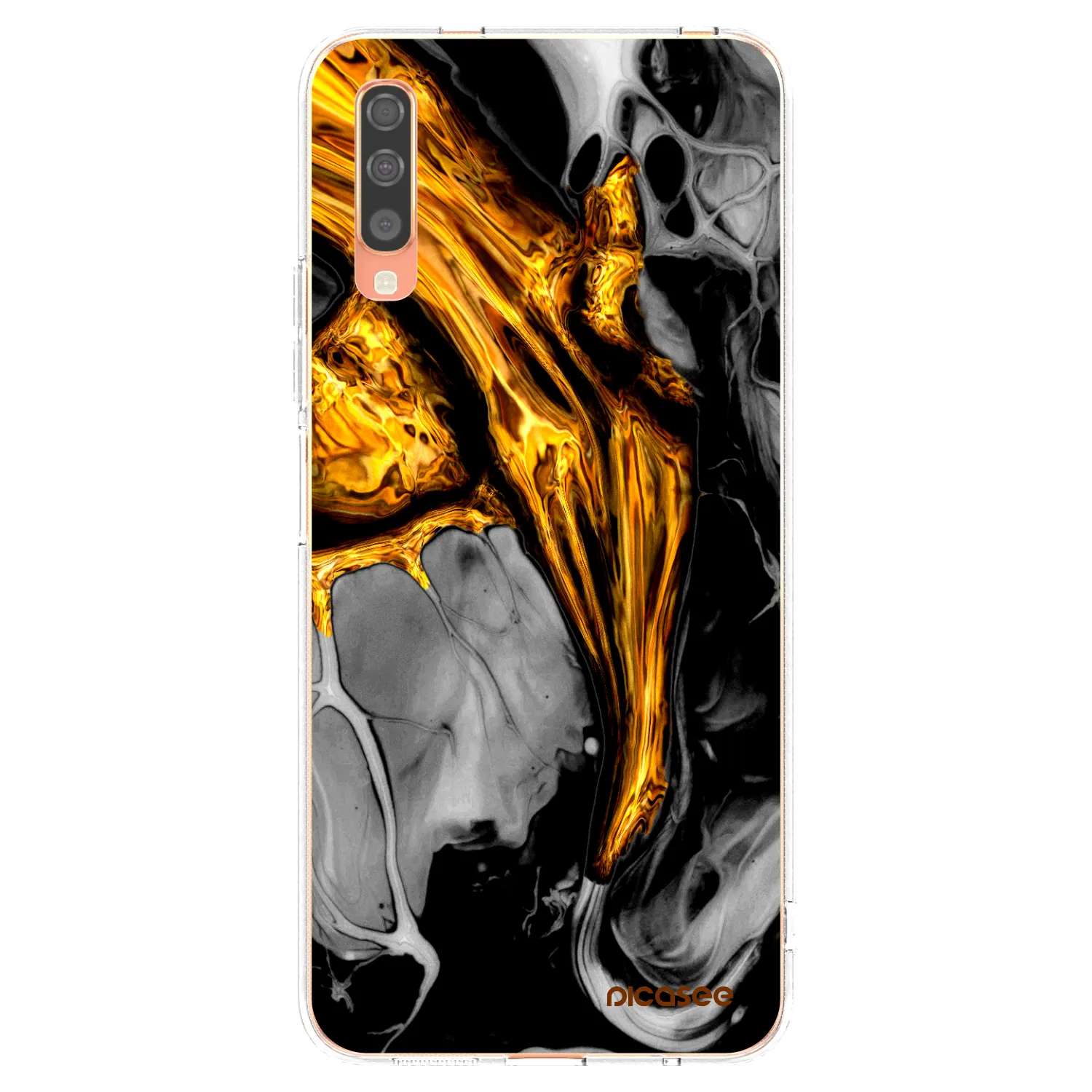 Picasee husă transparentă din silicon pentru Samsung Galaxy A70 A705F - Black Gold