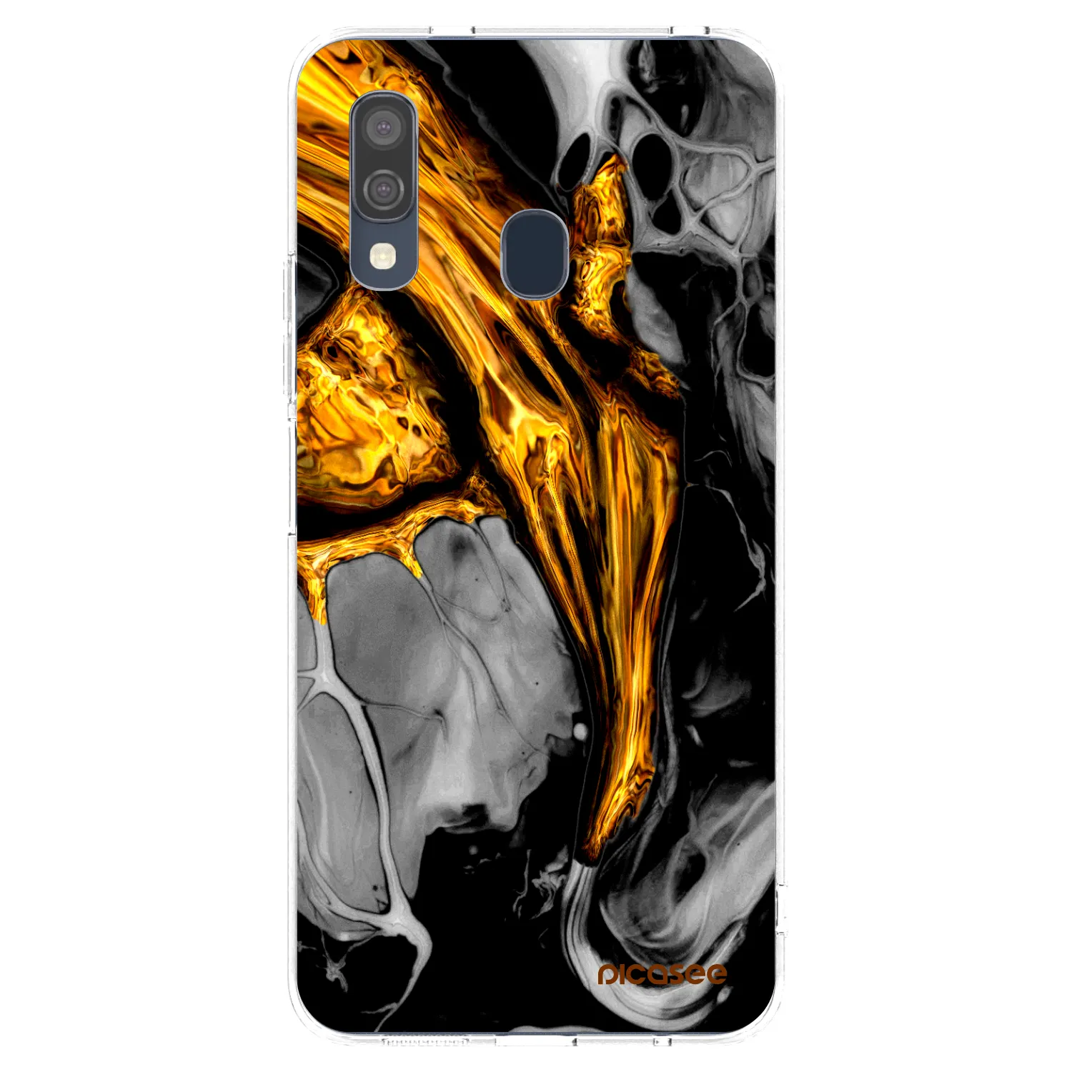 Picasee husă transparentă din silicon pentru Samsung Galaxy A40 A405F - Black Gold