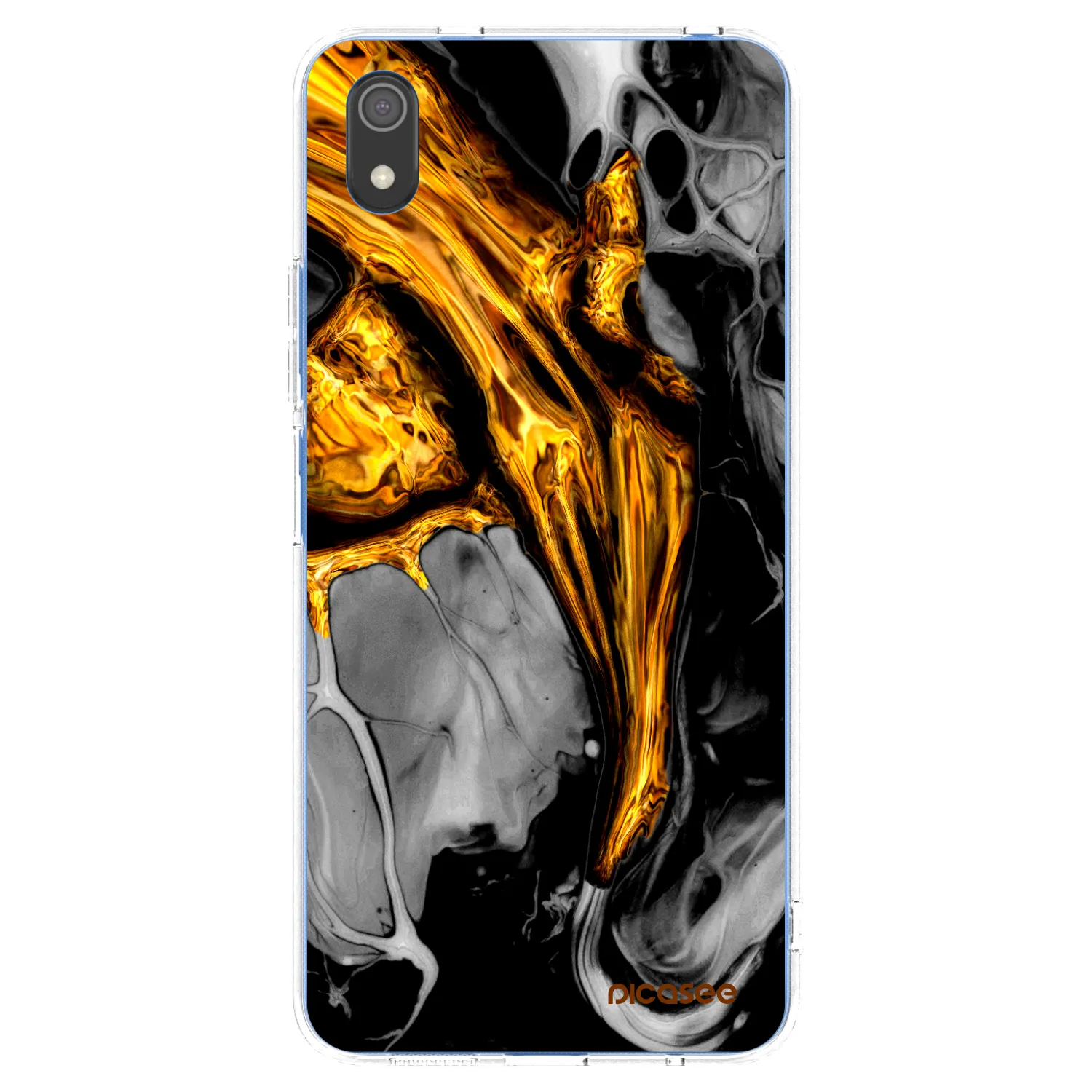 Picasee husă transparentă din silicon pentru Xiaomi Redmi 7A - Black Gold
