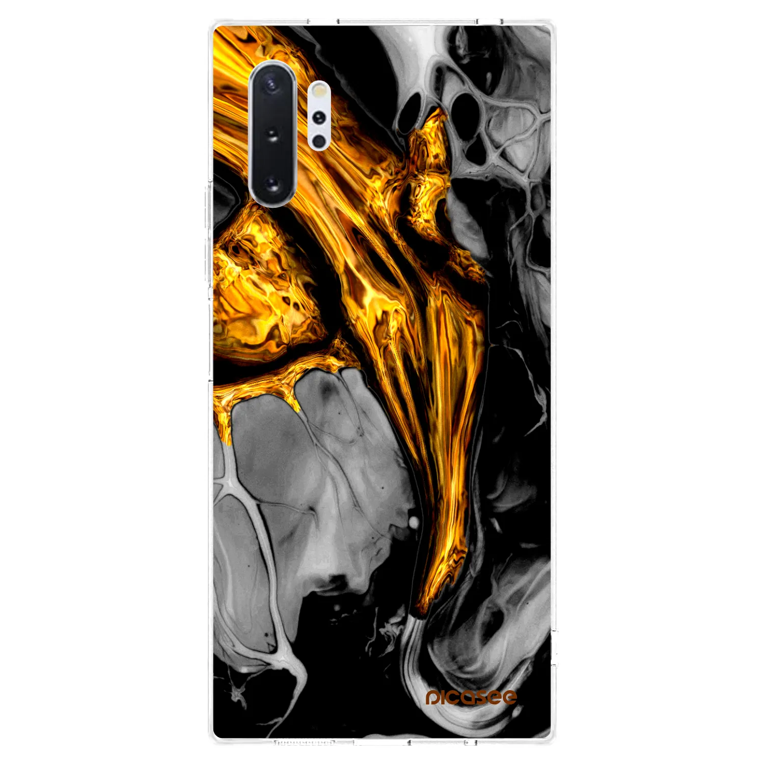 Picasee husă transparentă din silicon pentru Samsung Galaxy Note 10+ N975F - Black Gold