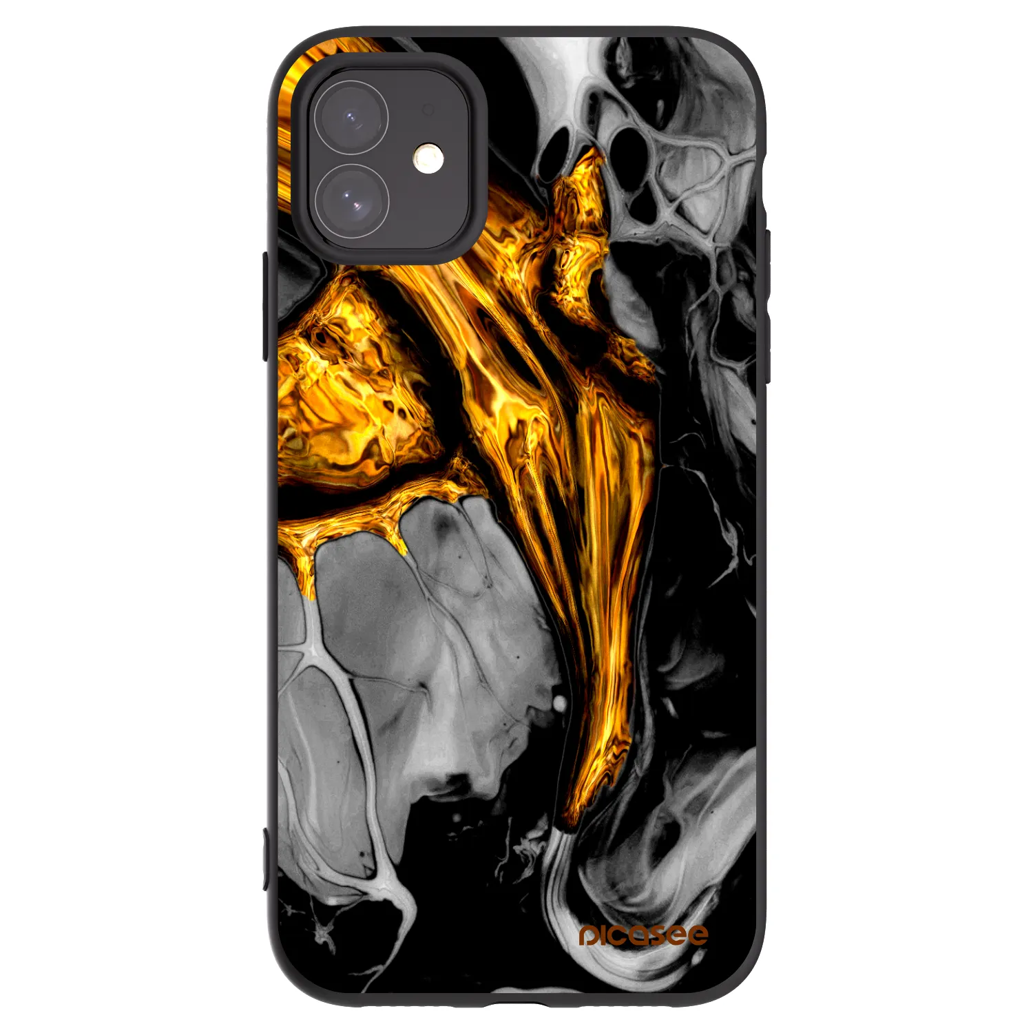 Picasee husă neagră din silicon pentru Apple iPhone 11 - Black Gold
