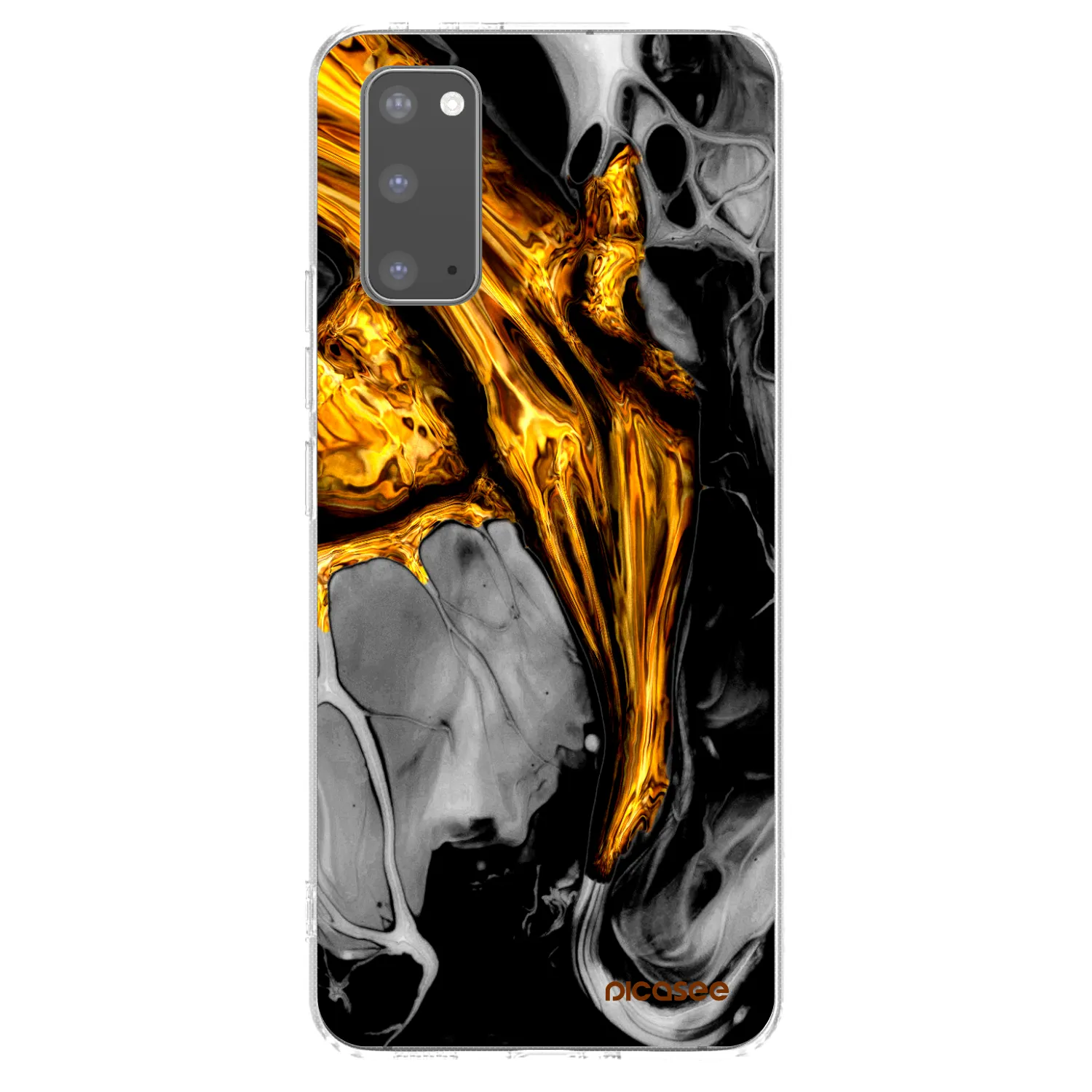 Picasee husă transparentă din silicon pentru Samsung Galaxy S20 G980F - Black Gold