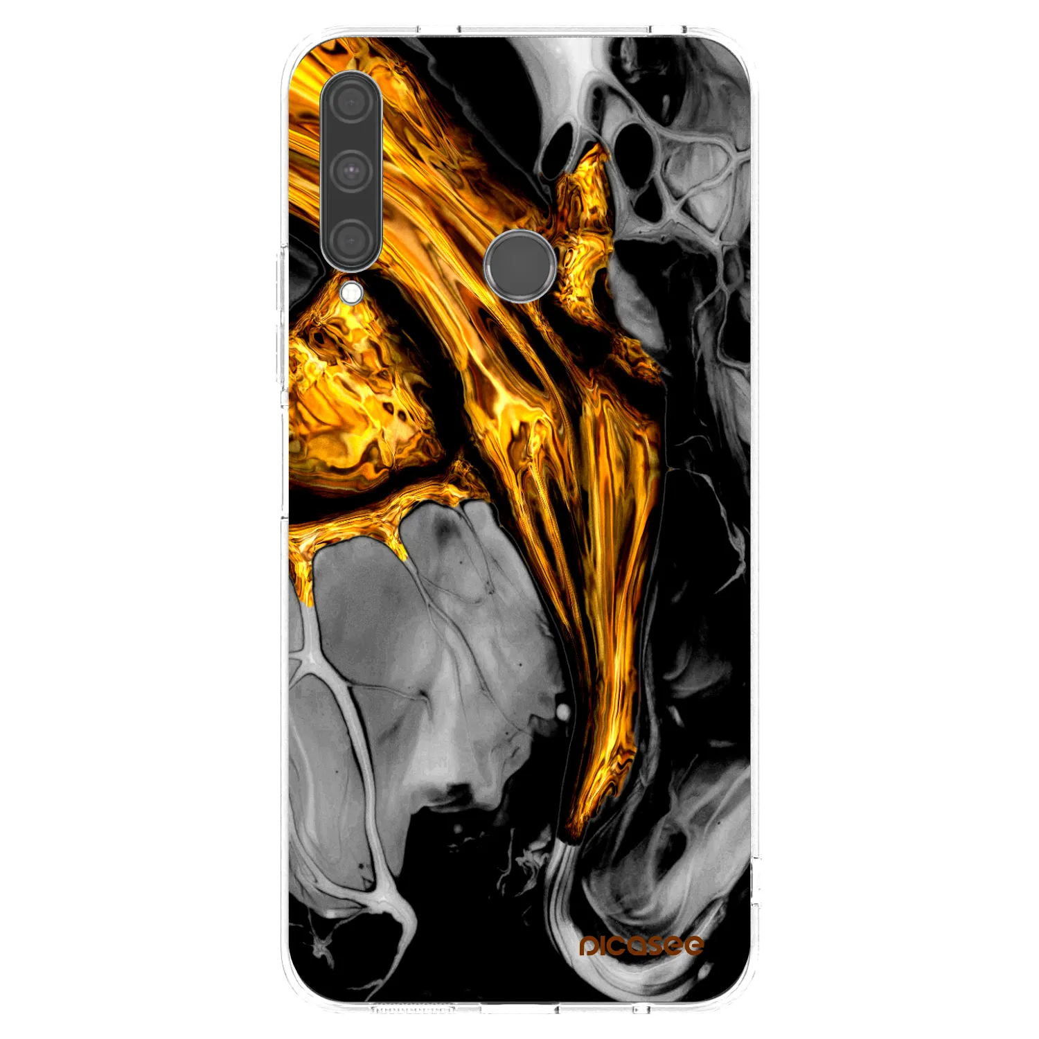 Picasee husă transparentă din silicon pentru Huawei P40 Lite E - Black Gold