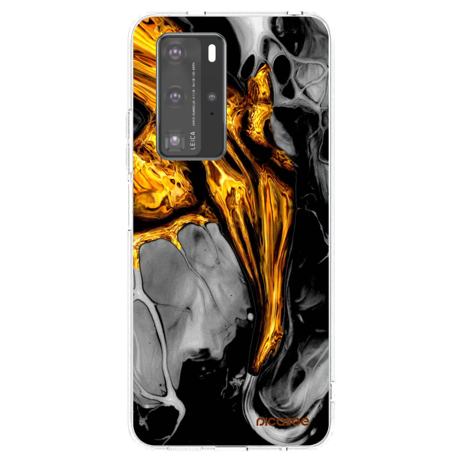 Picasee husă transparentă din silicon pentru Huawei P40 Pro - Black Gold