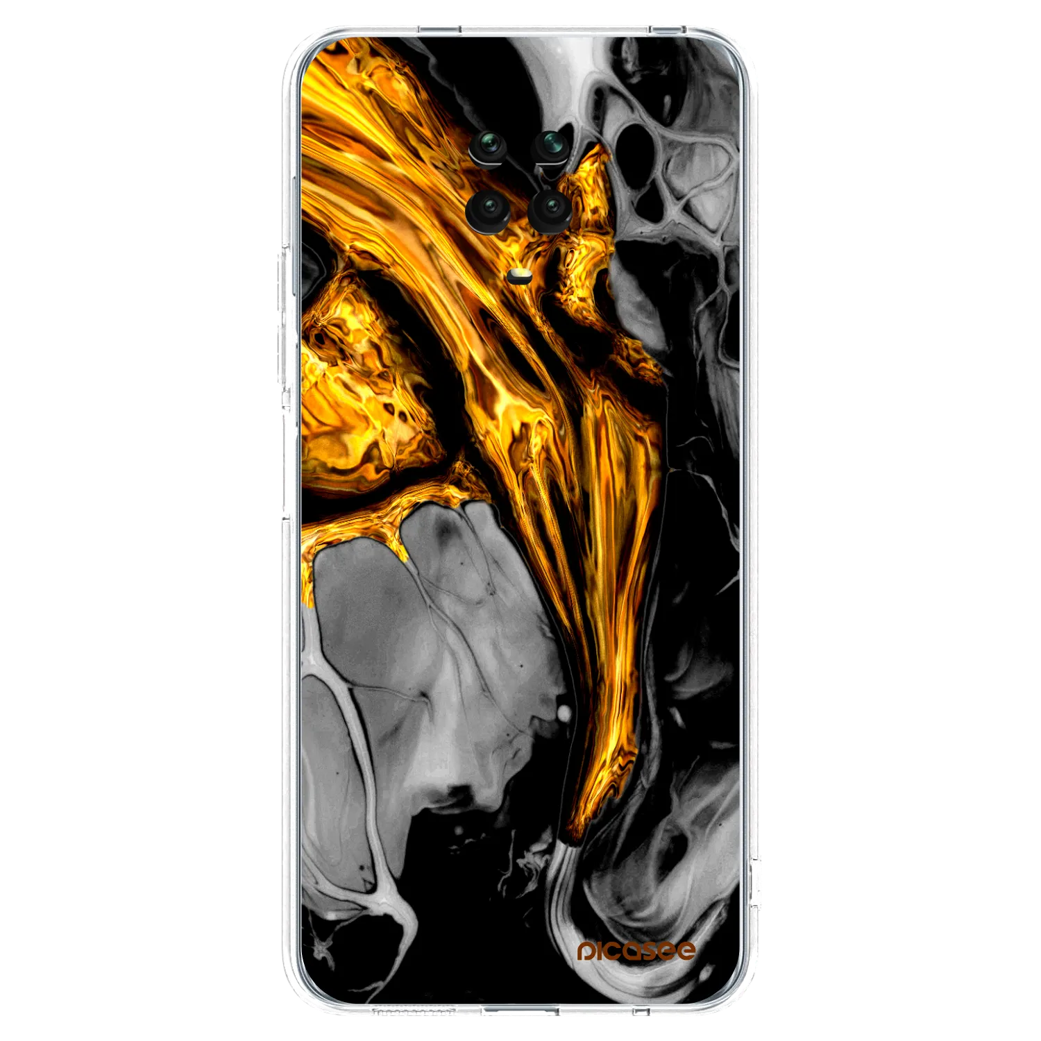 Picasee husă transparentă din silicon pentru Xiaomi Redmi Note 9 Pro - Black Gold
